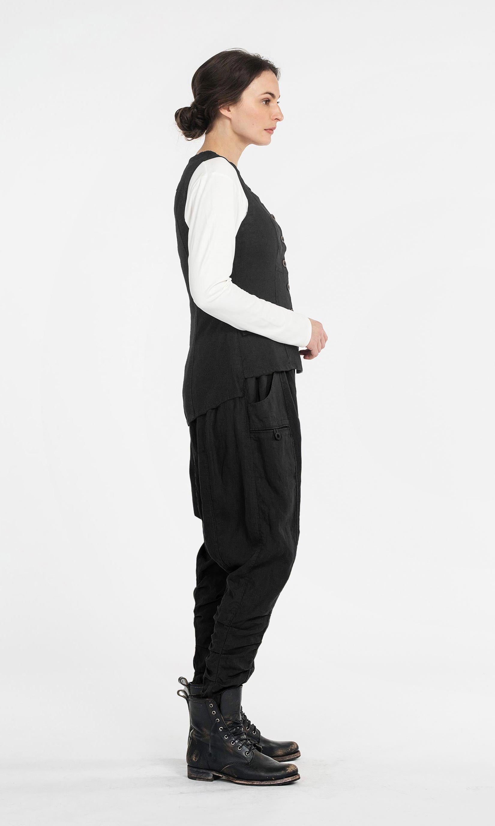 Leinenweste mit Länge auf der Rückseite