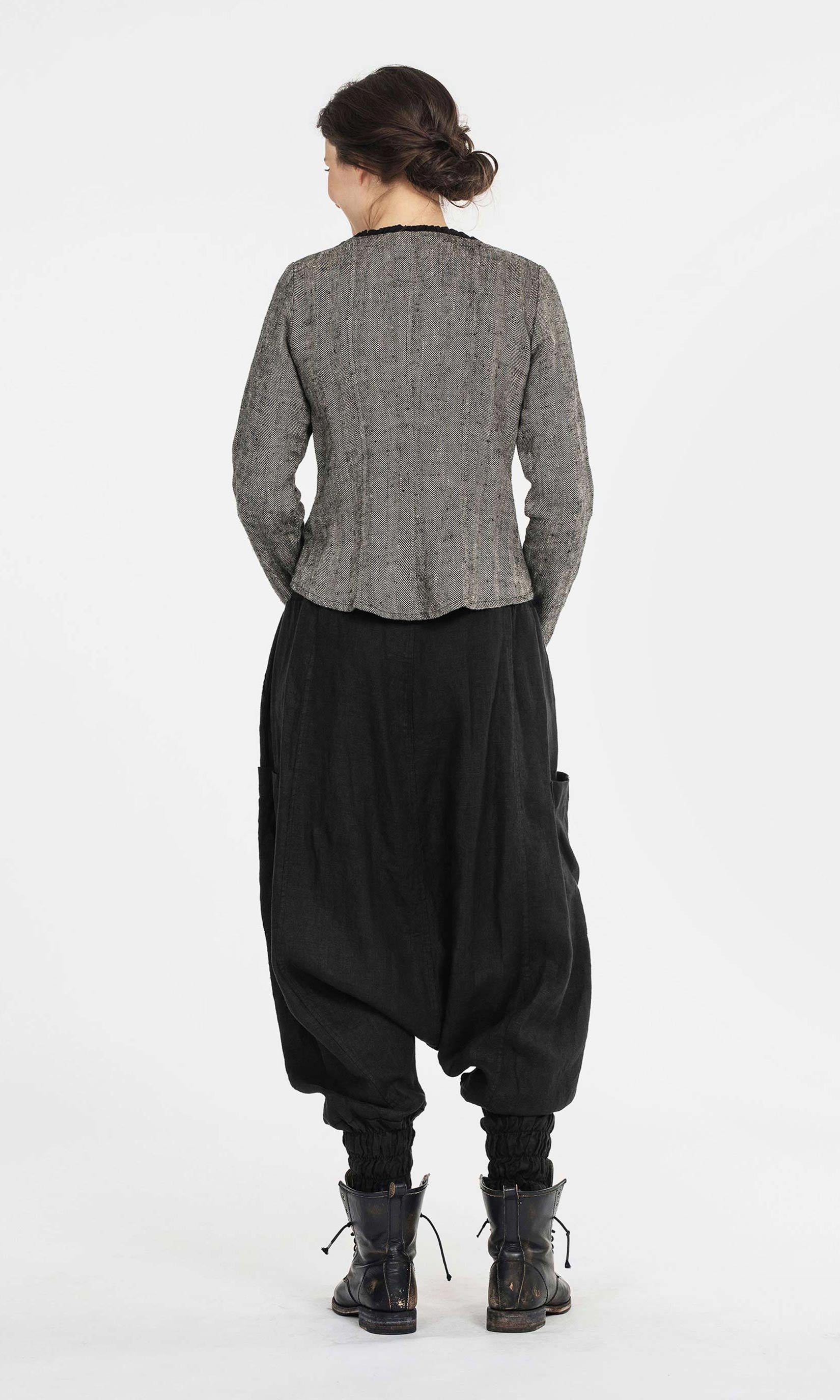 Linen harem pants with buttons