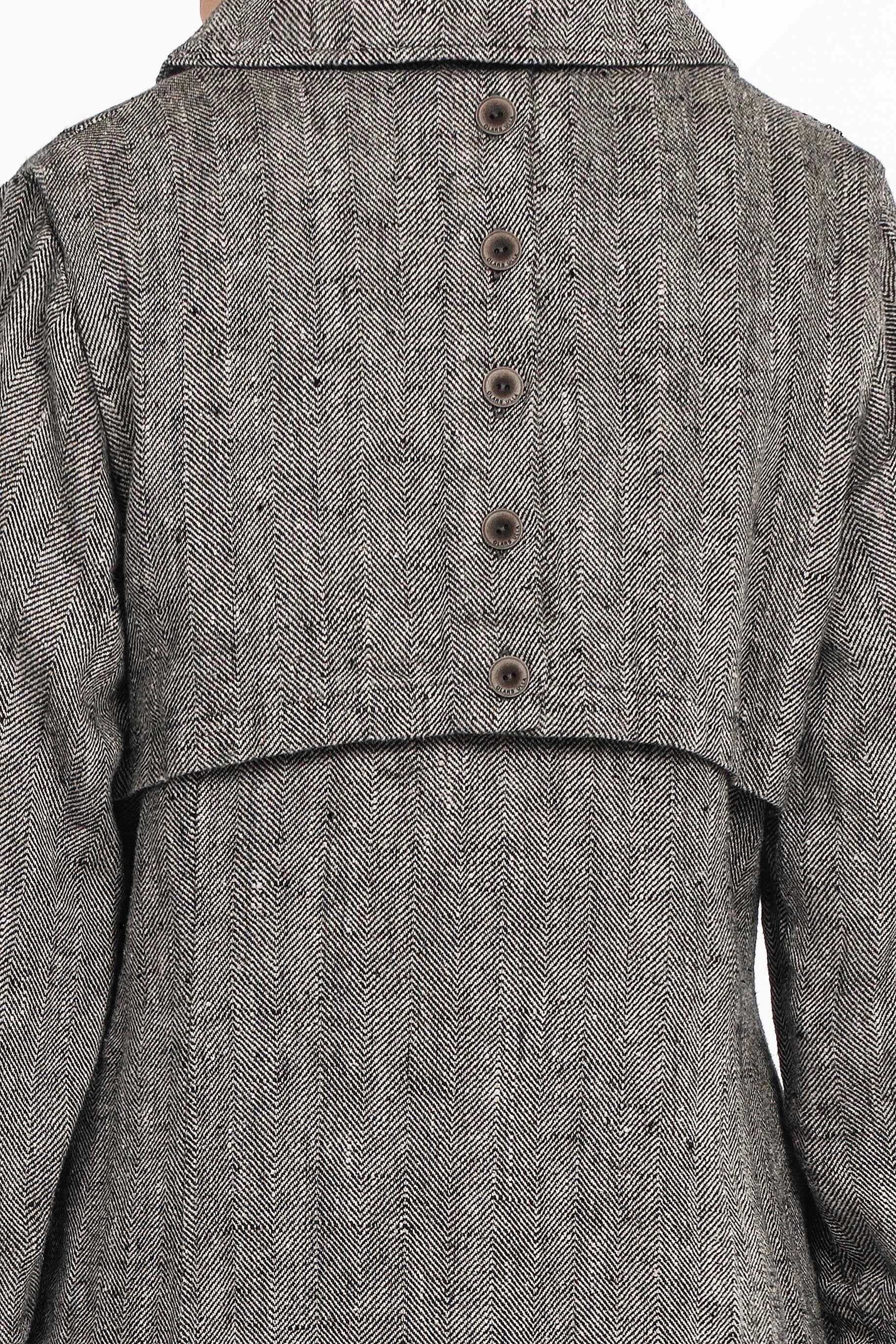 Langer Leinenmantel mit Ballonrock