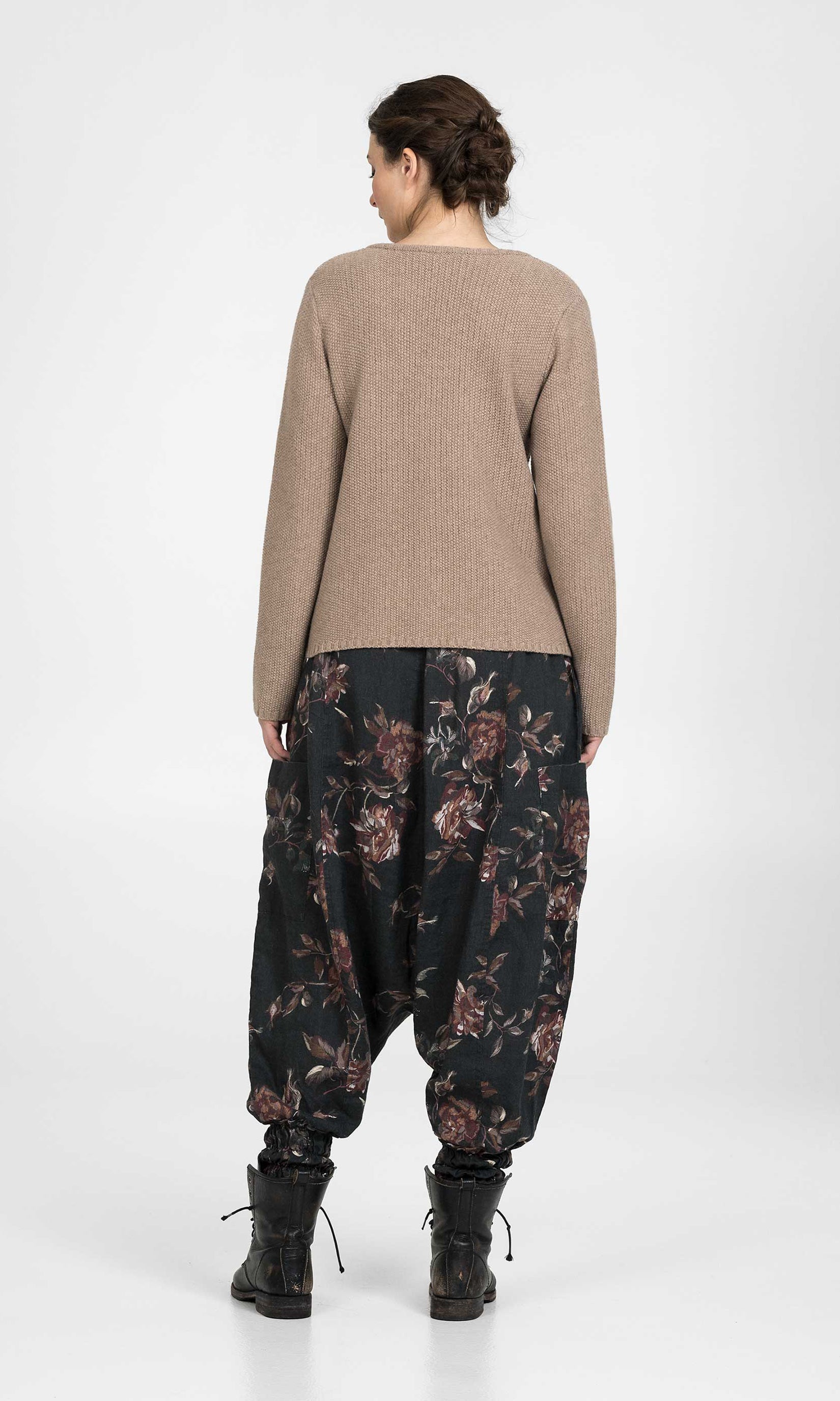 Linen harem pants with buttons