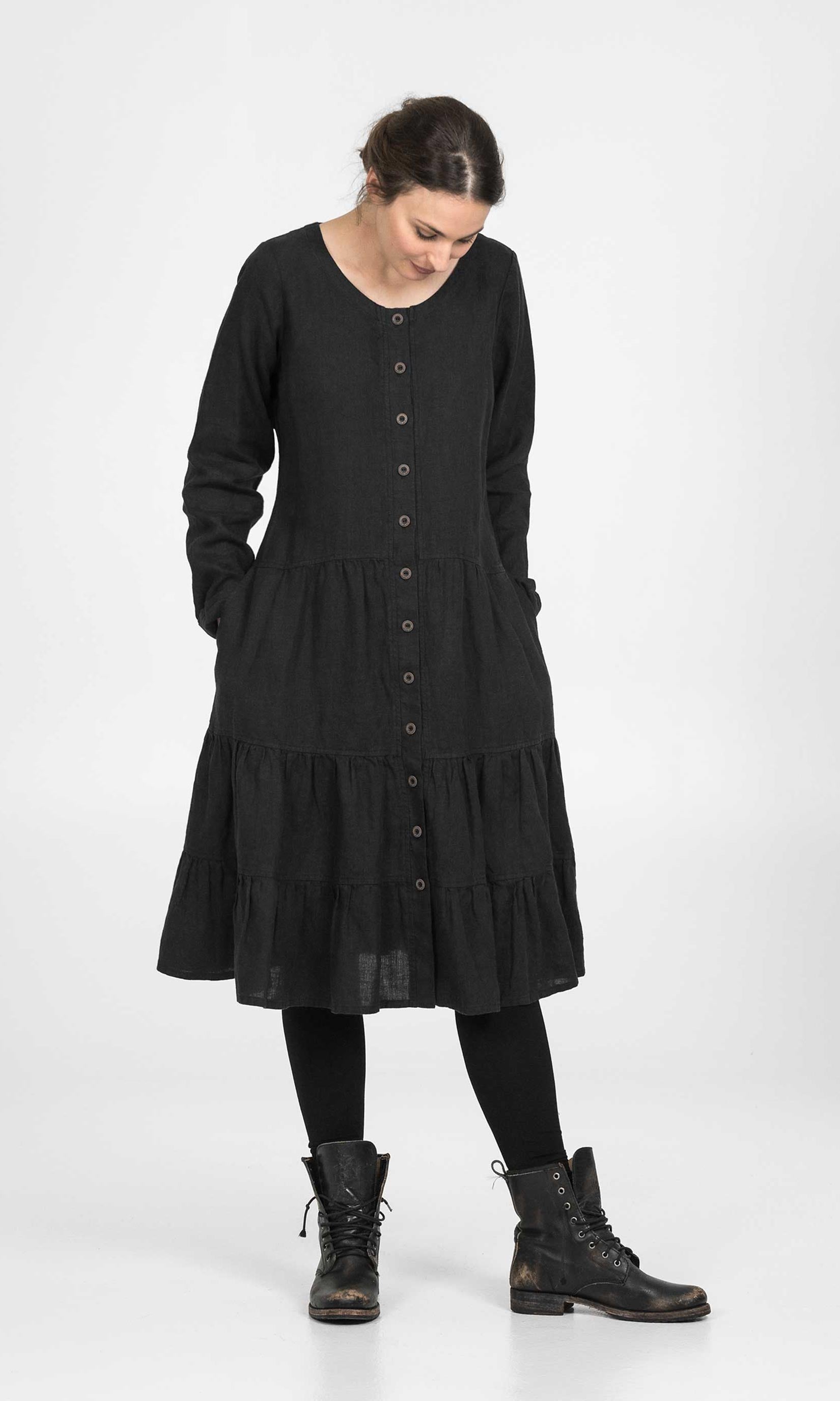 Leinenmantelkleid mit Taschen