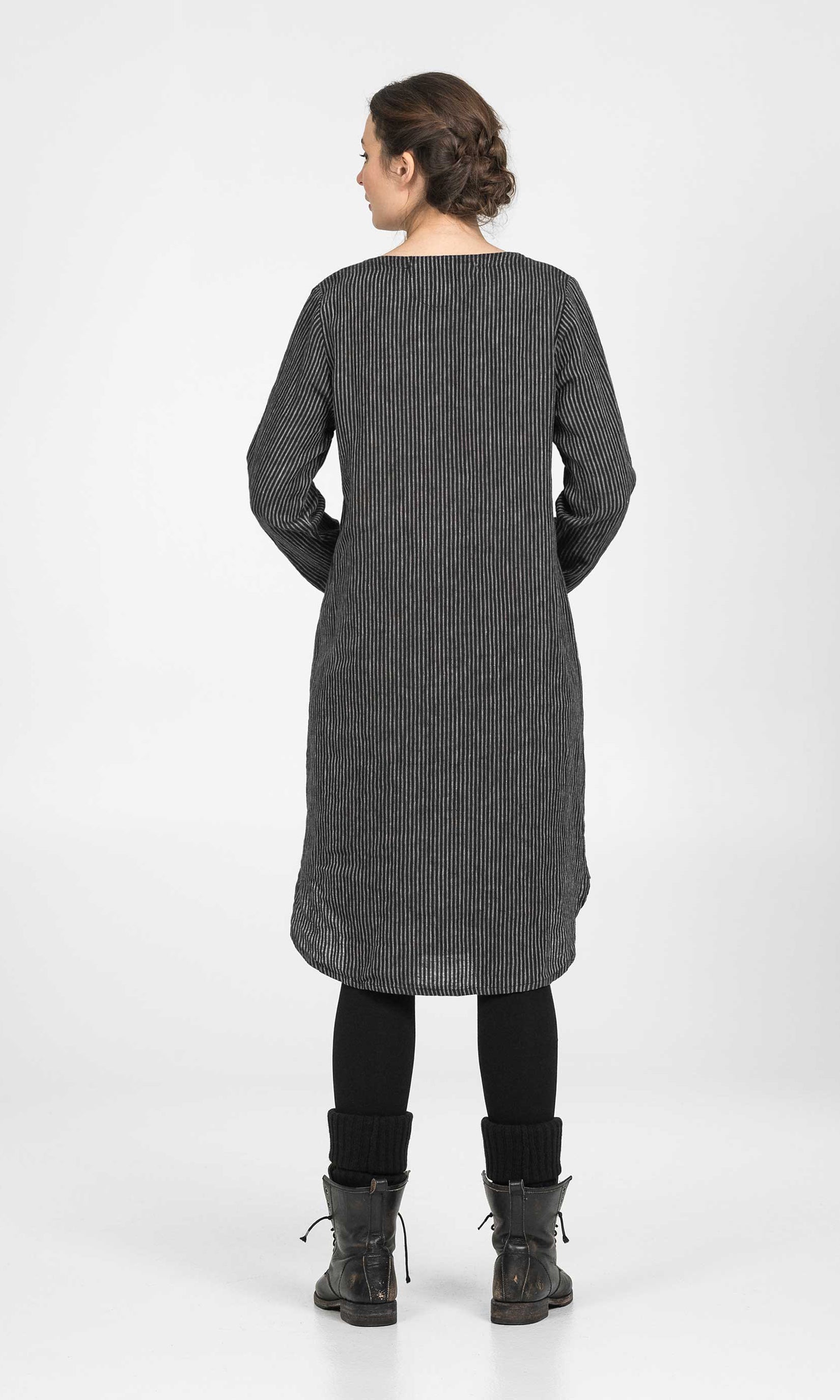 Straight striped linen dress