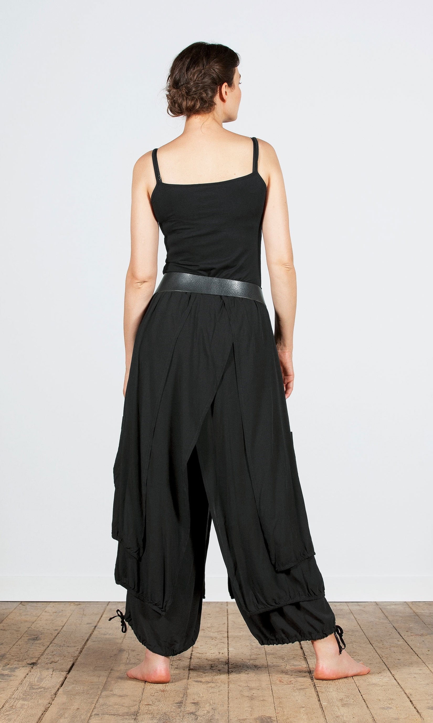 Multi-layered drawstring culotte skirt