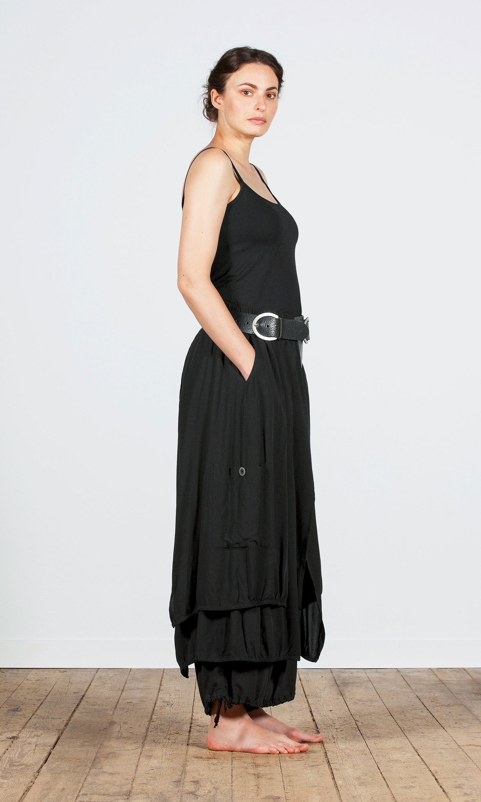 Multi-layered drawstring culotte skirt