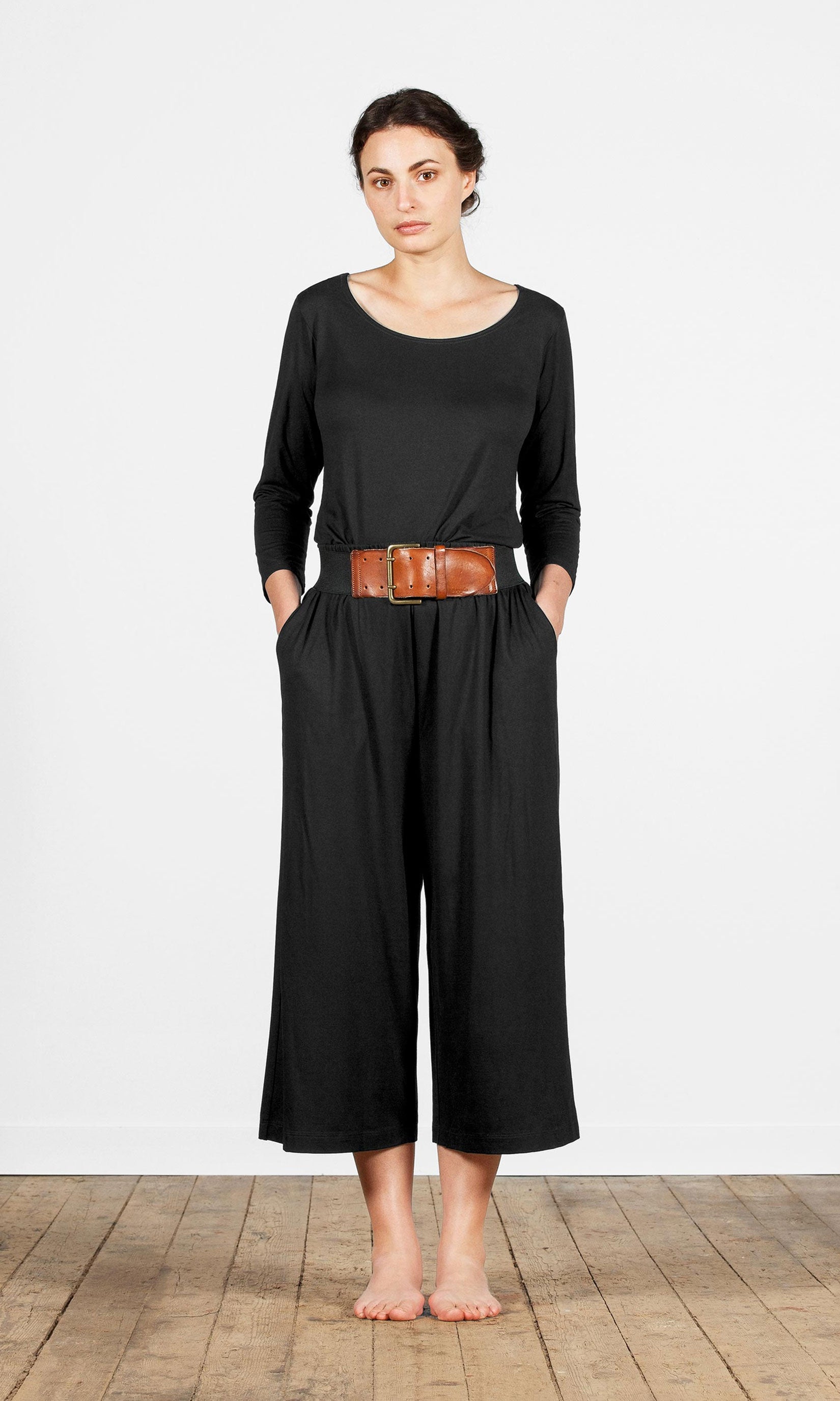 Weite gerade Caprihose aus Viskose