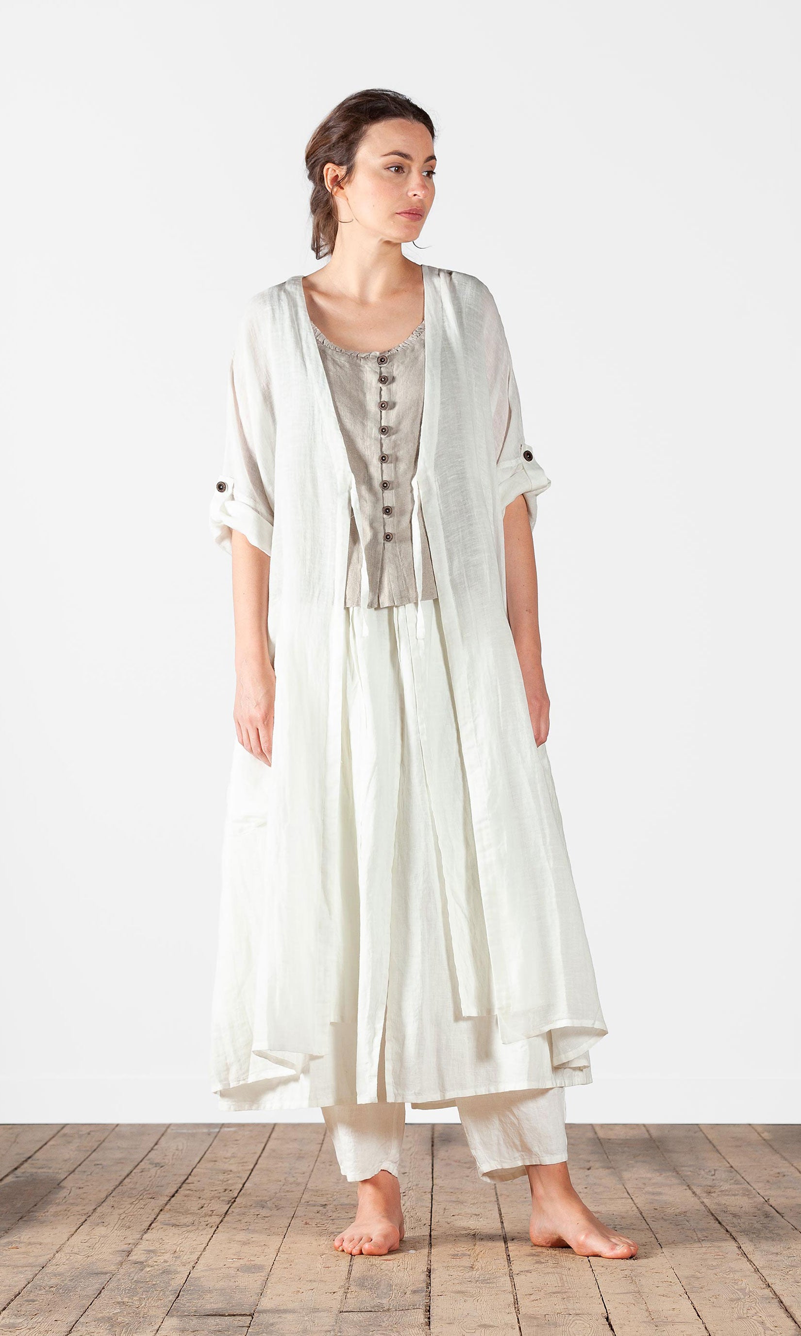 Oversize linen coat with ties
