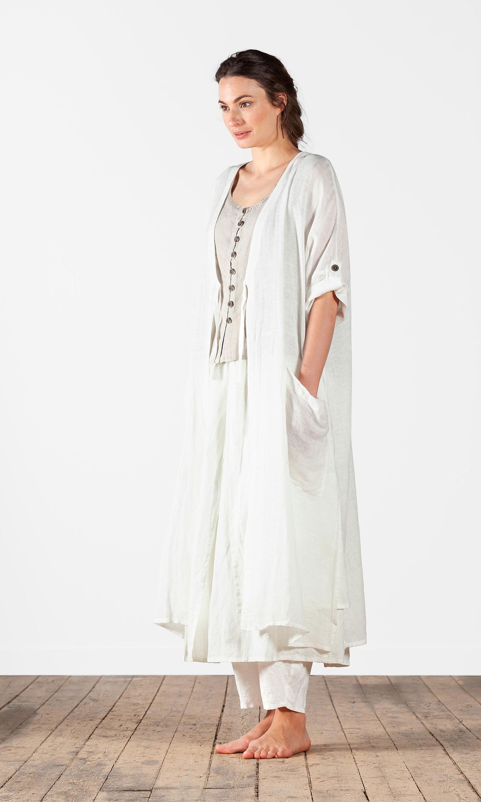 Oversize linen coat with ties