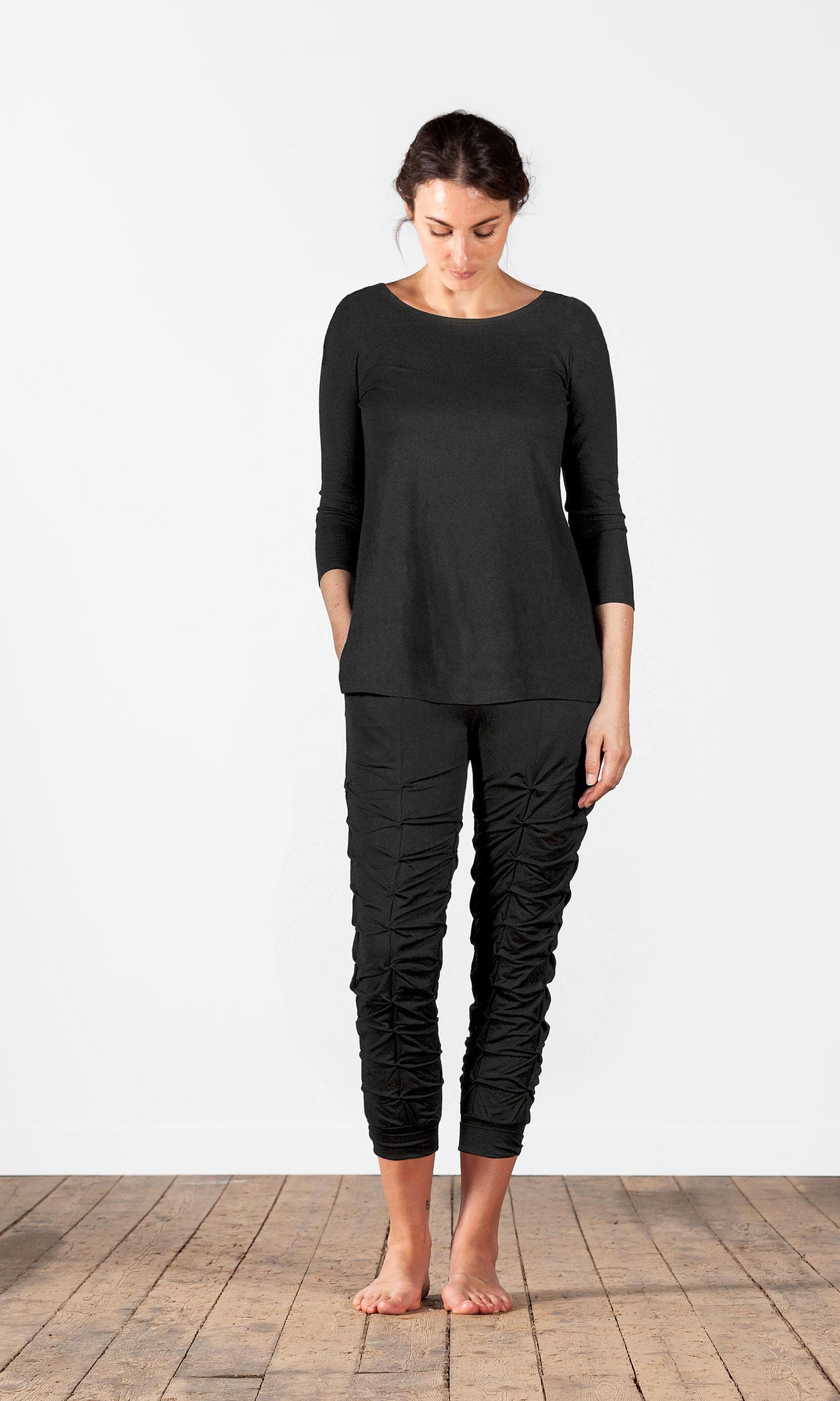 Capritights med veck i viskos