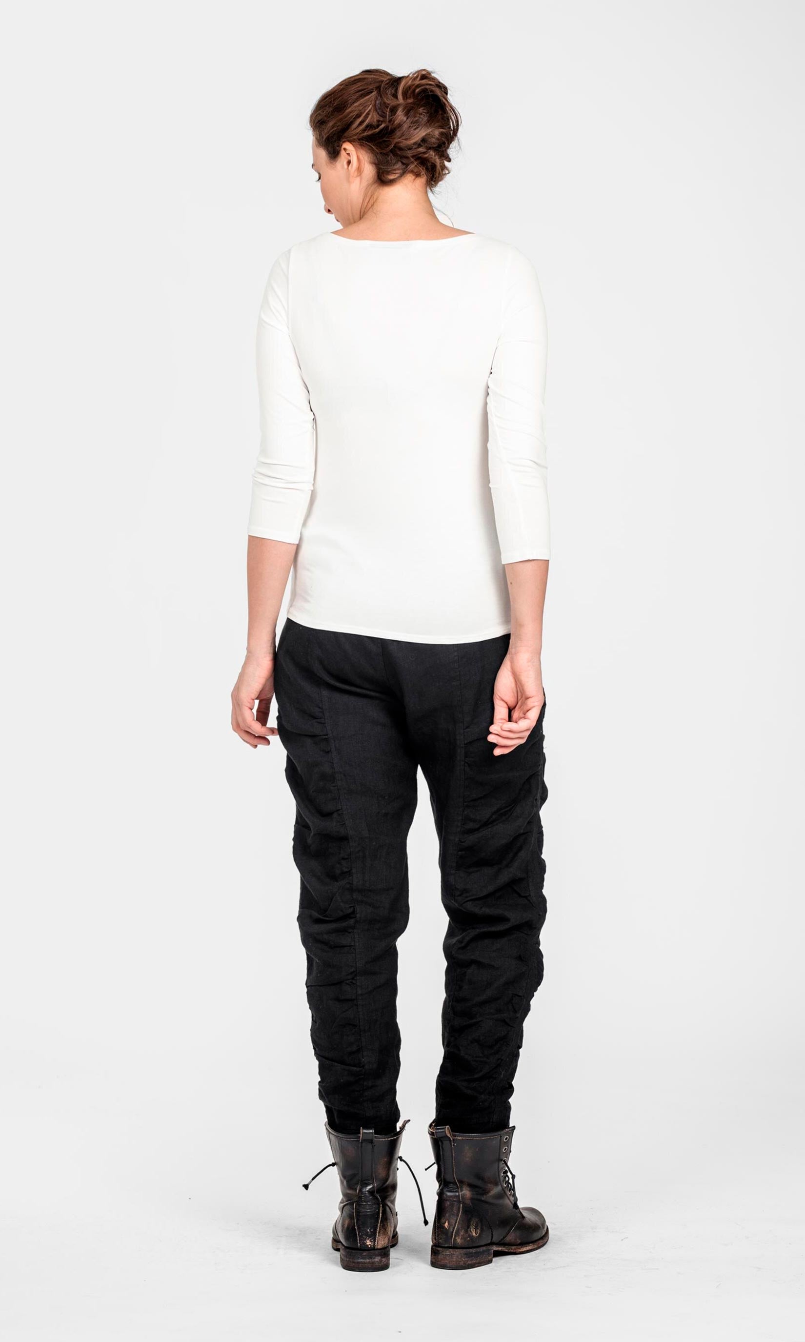 T-shirt med 3/4-ärm och båtringning i viskos