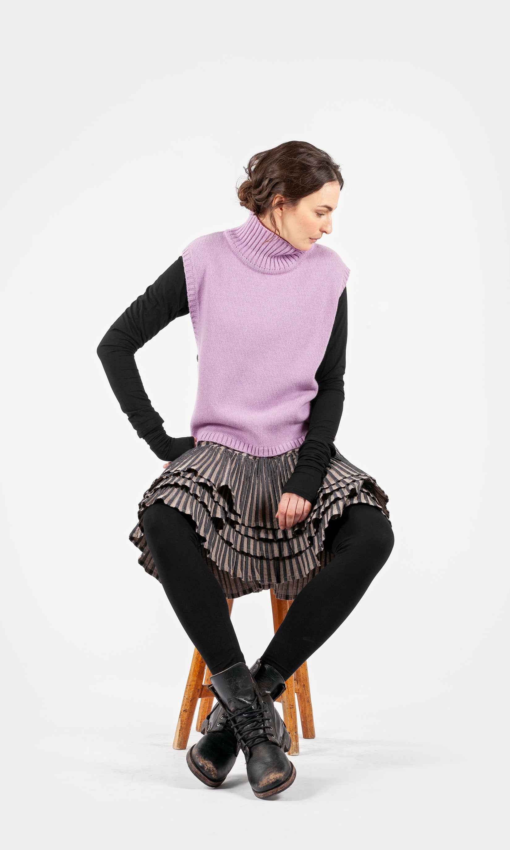 Knitted wool polo vest