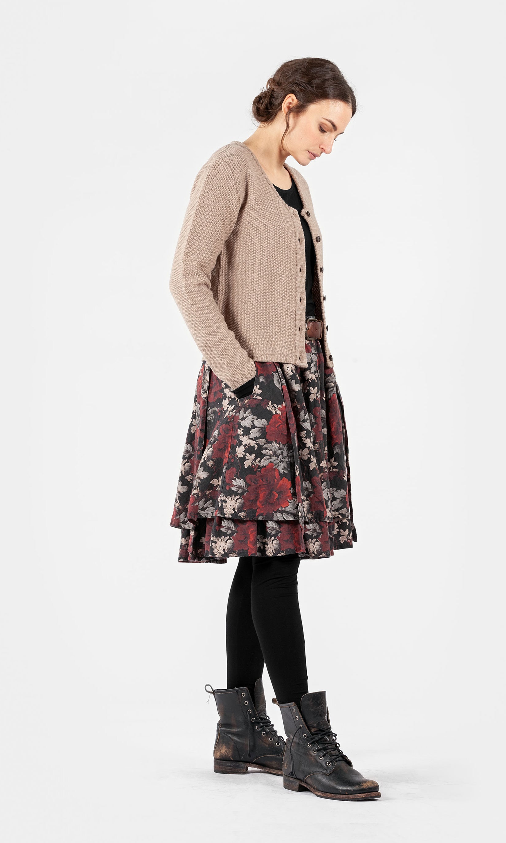 Short knitted wool cardigan