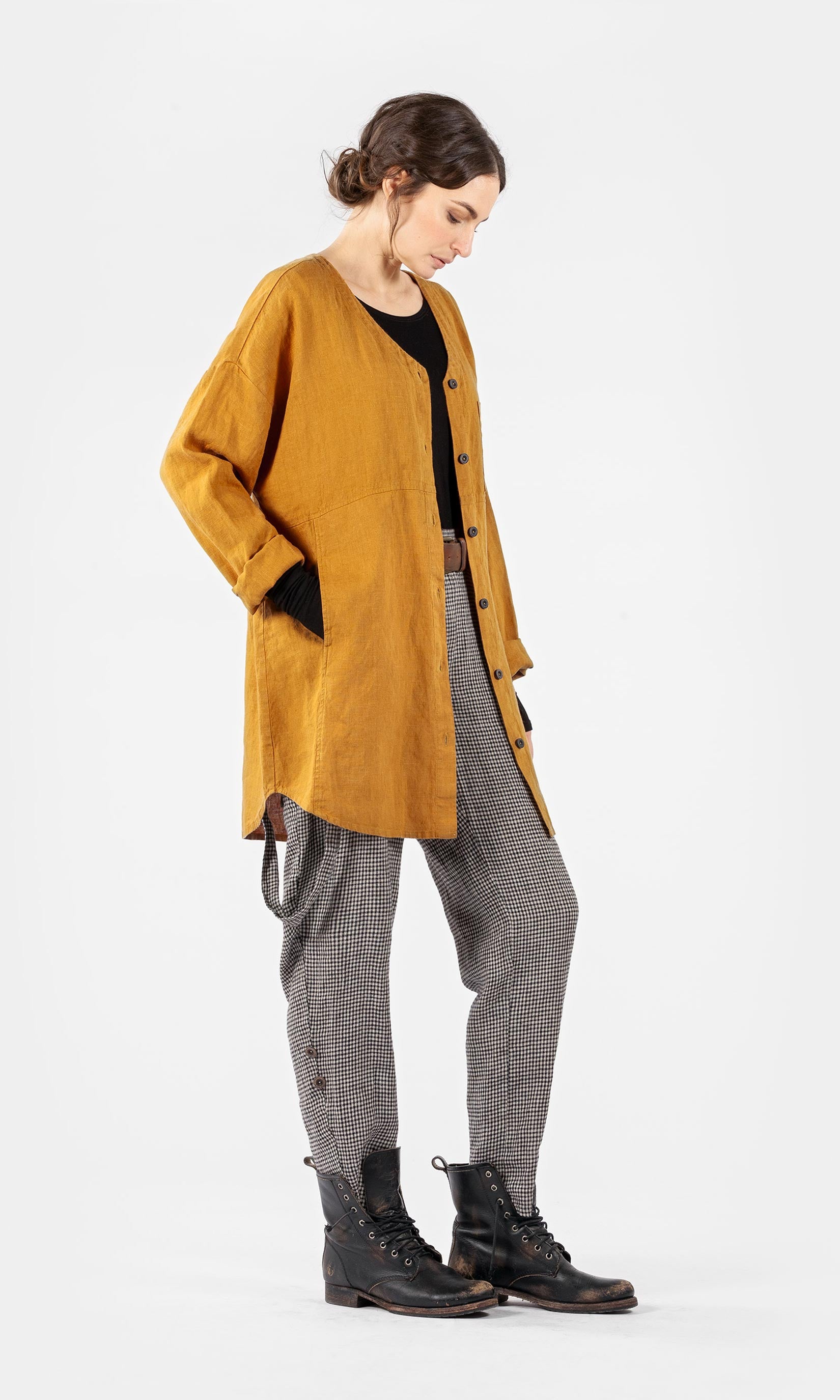 Linneskjorta med fickor i ovesize