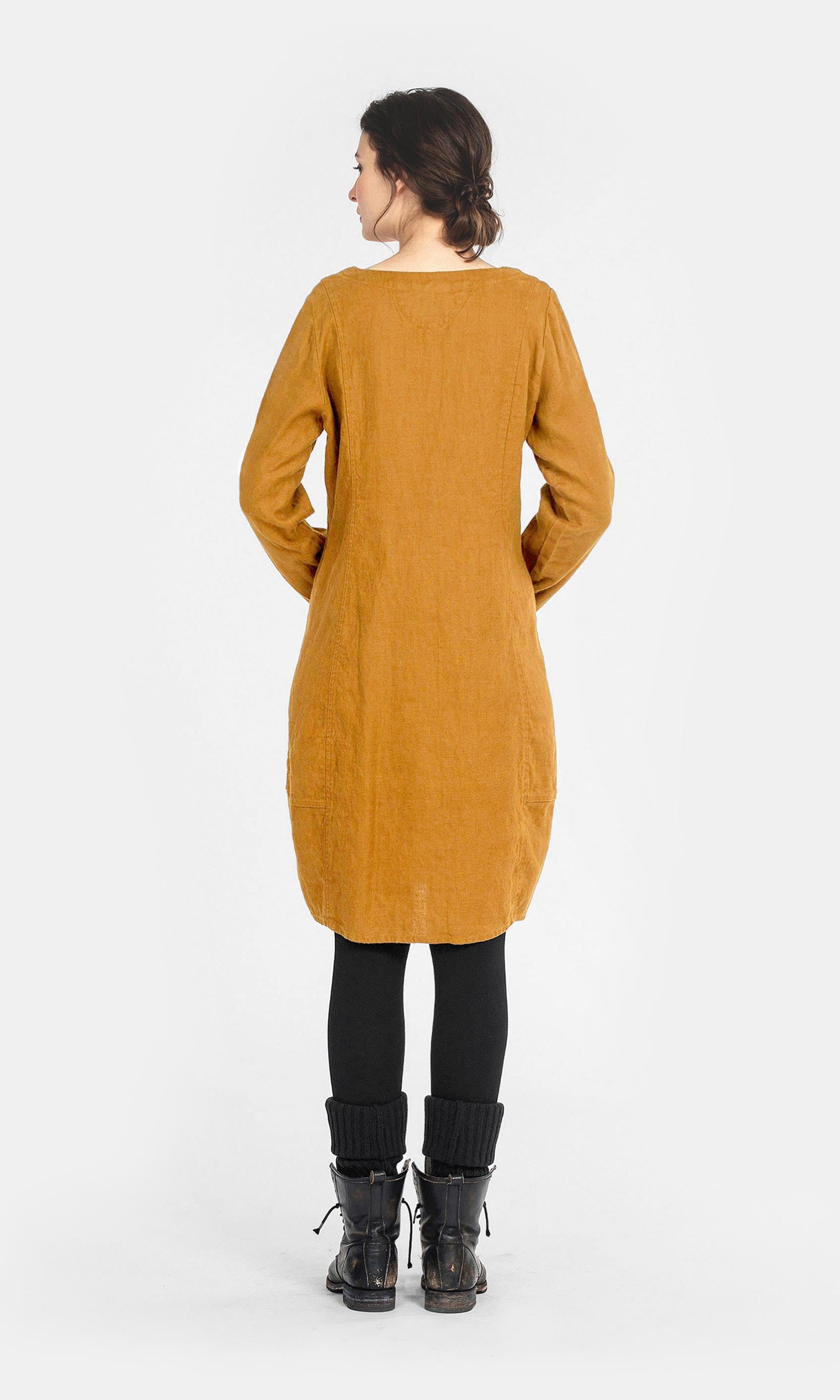 Kurzes Leinenkleid mit Ballonrock