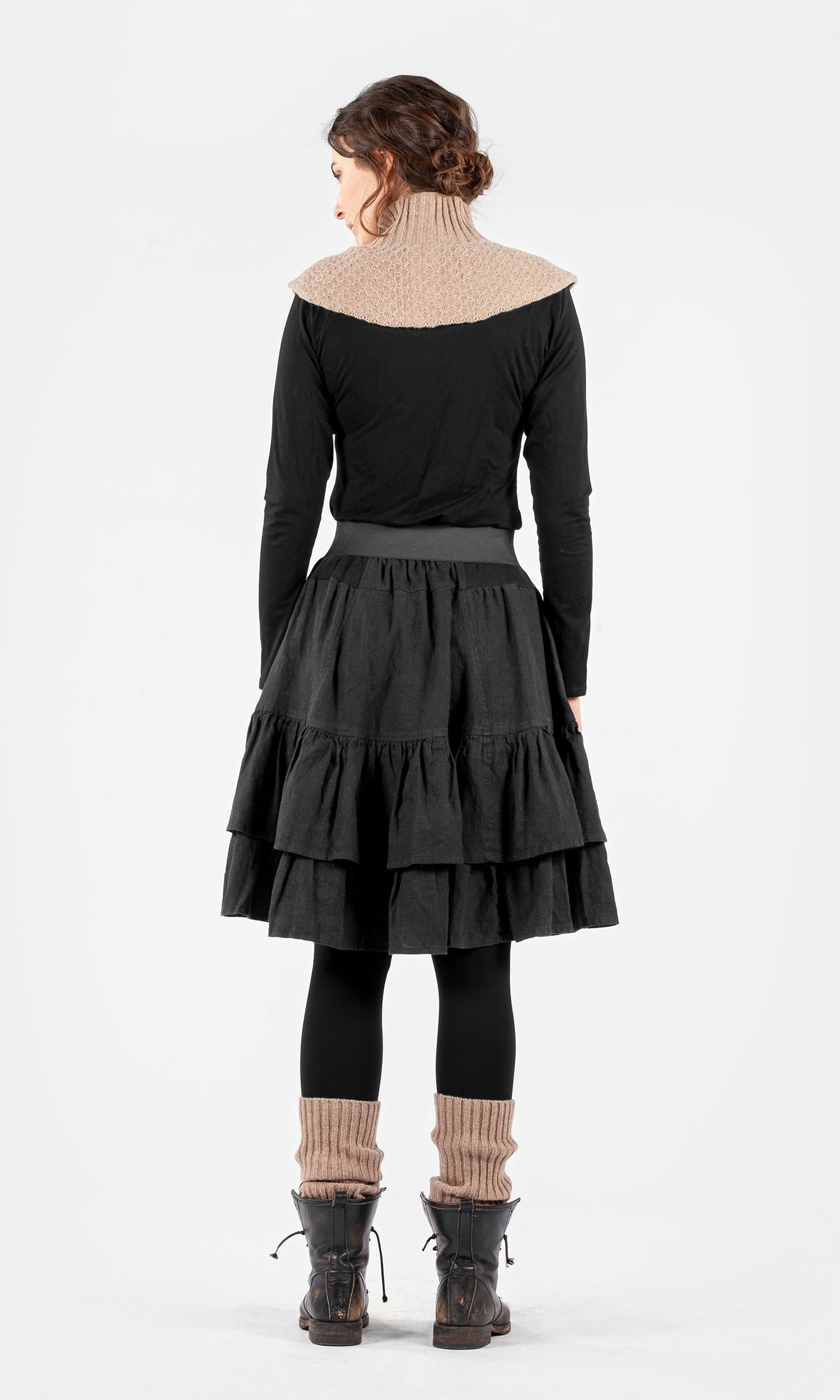 Linnekjol med volanger, knälång