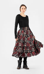 Long linen skirt with ruffles