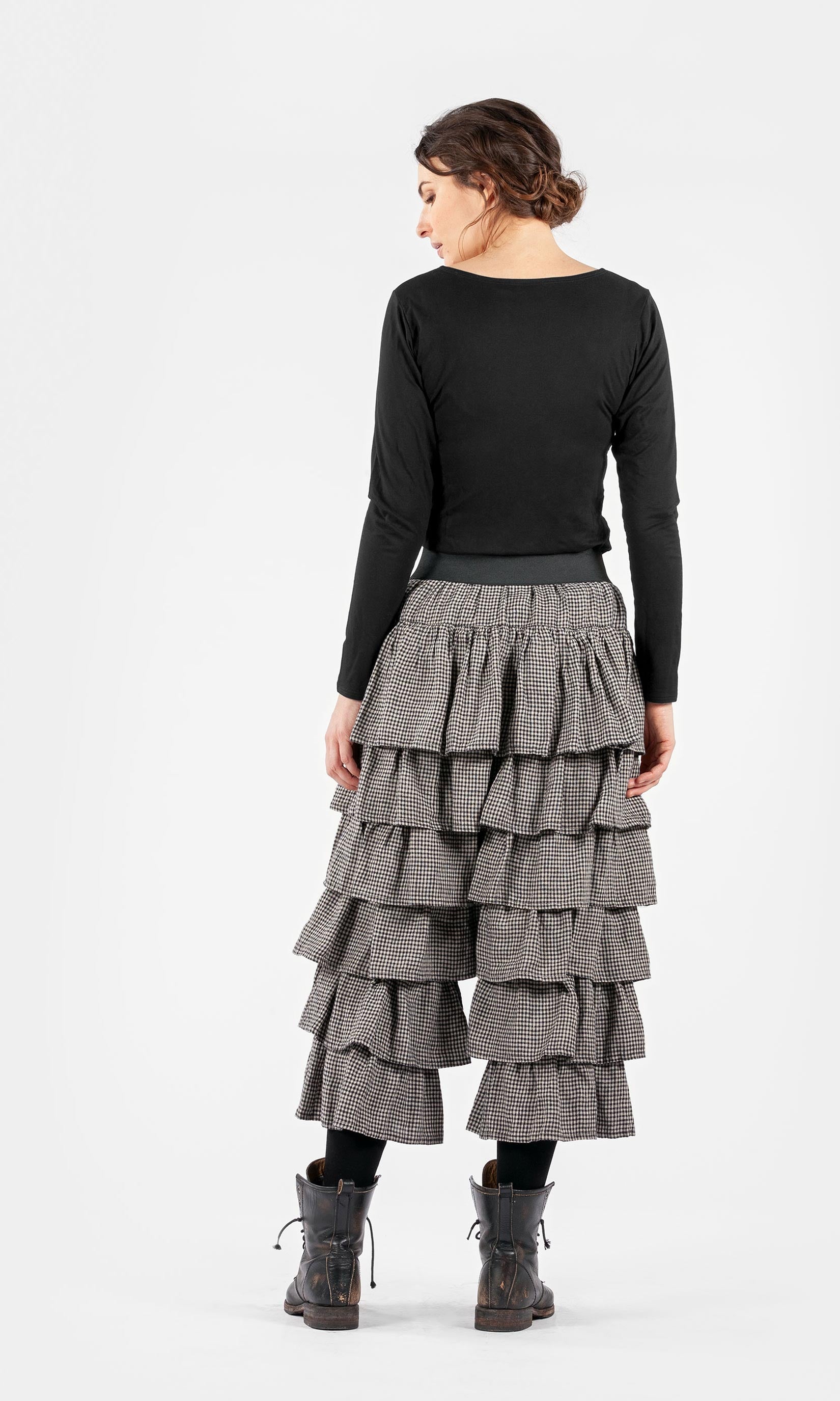 Hosenrock mit Lagen Volant aus Leinen