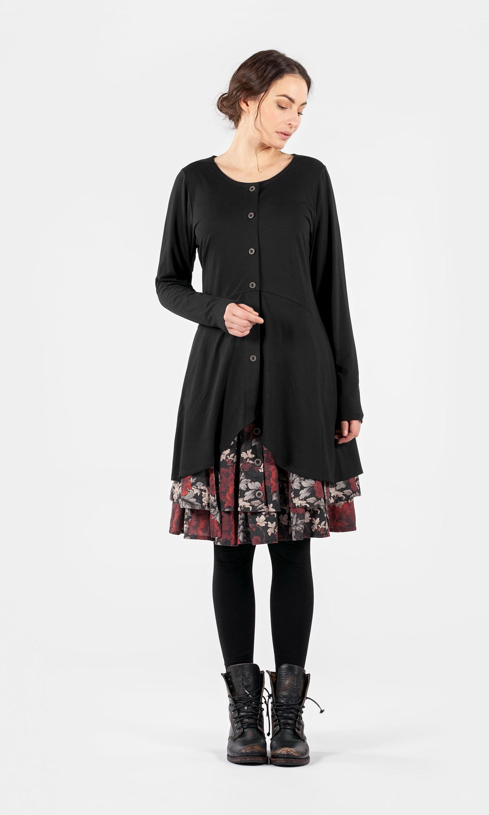 Viskose-Tunika mit durchgehendem Knopfverschluss