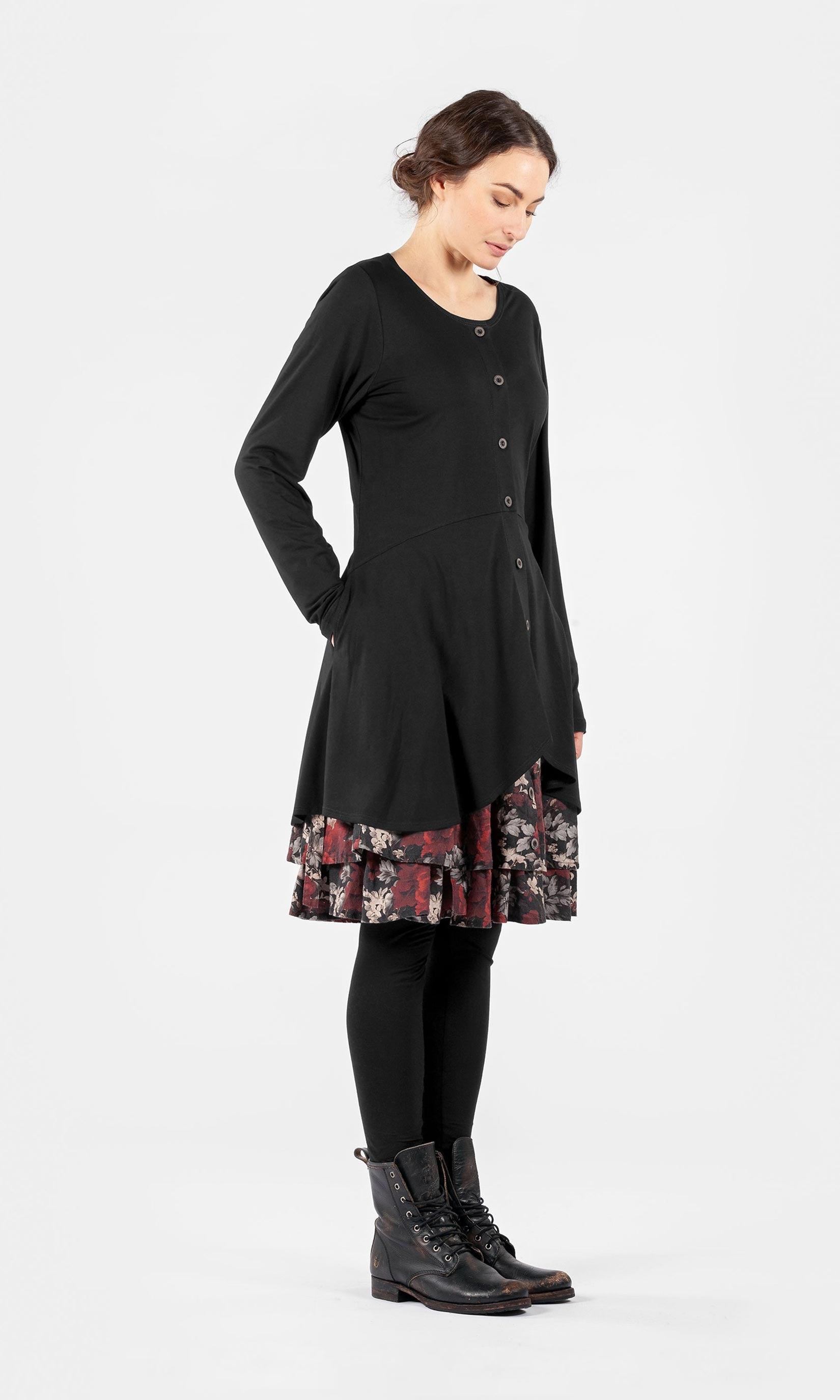 Viskose-Tunika mit durchgehendem Knopfverschluss