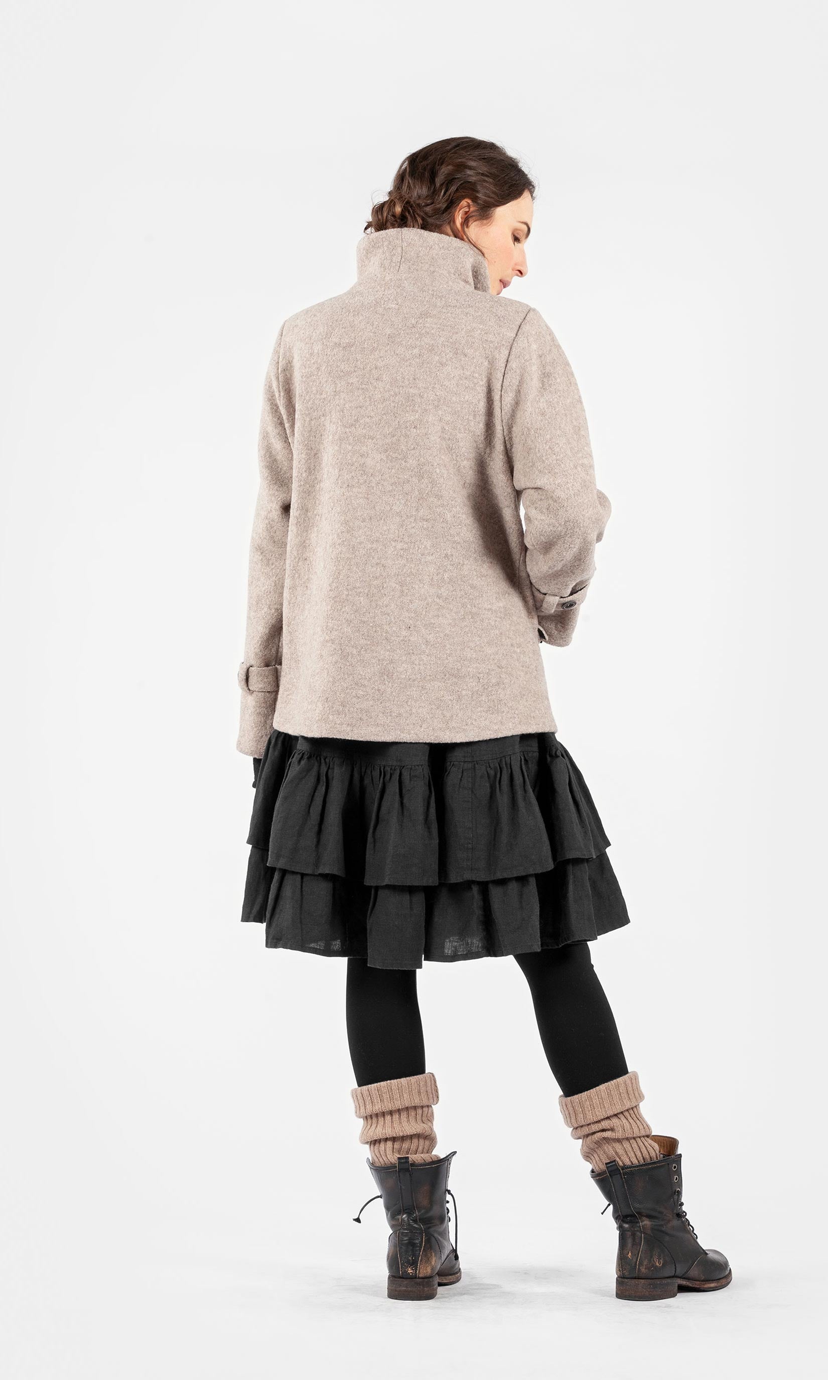 Wool jacket with large collar