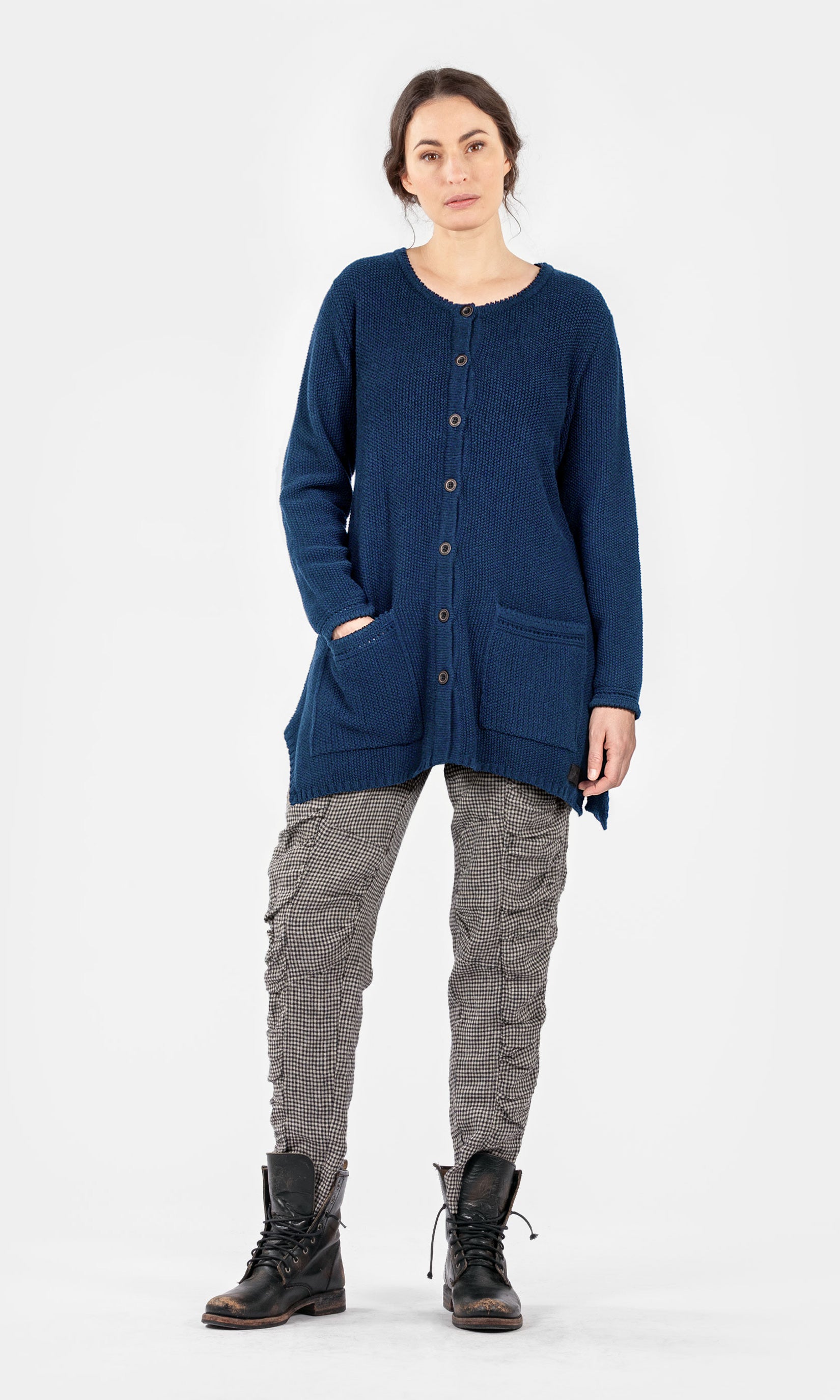 Classic A-line knitted wool cardigan