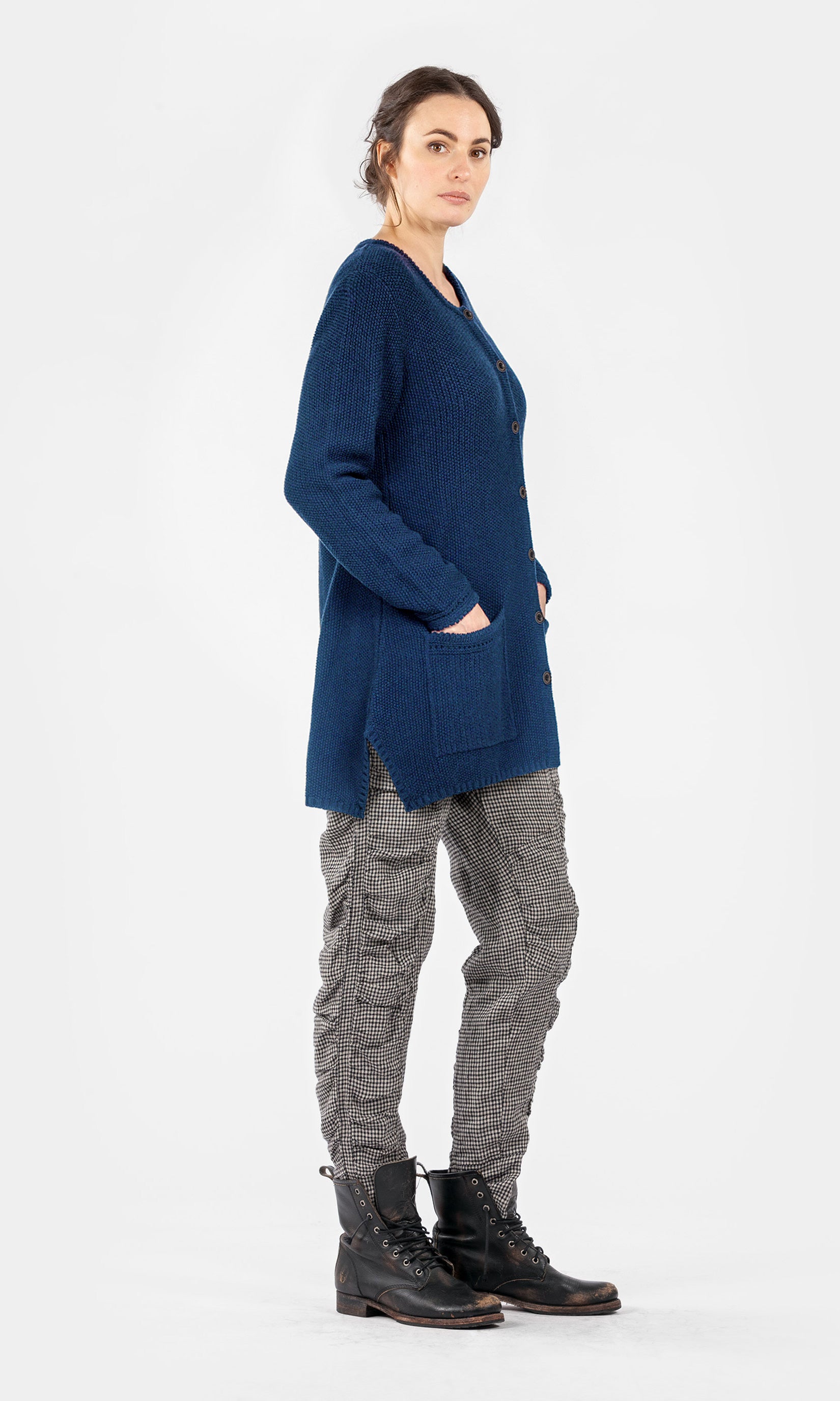 Classic A-line knitted wool cardigan
