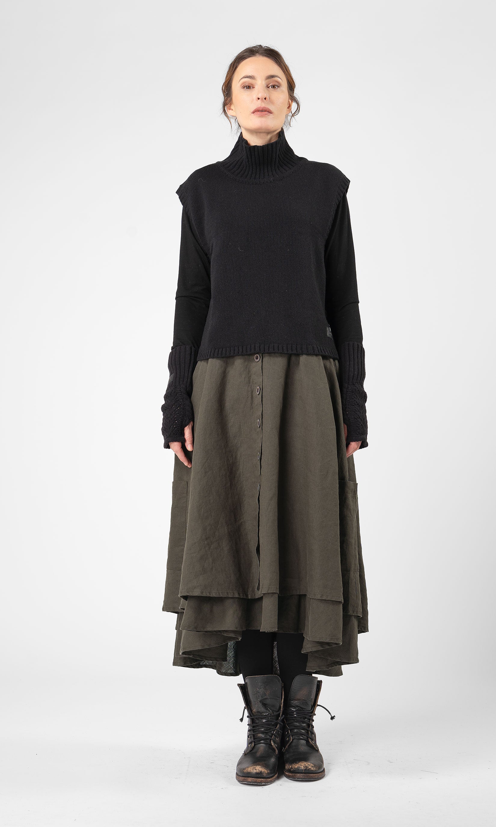 Knitted wool polo vest