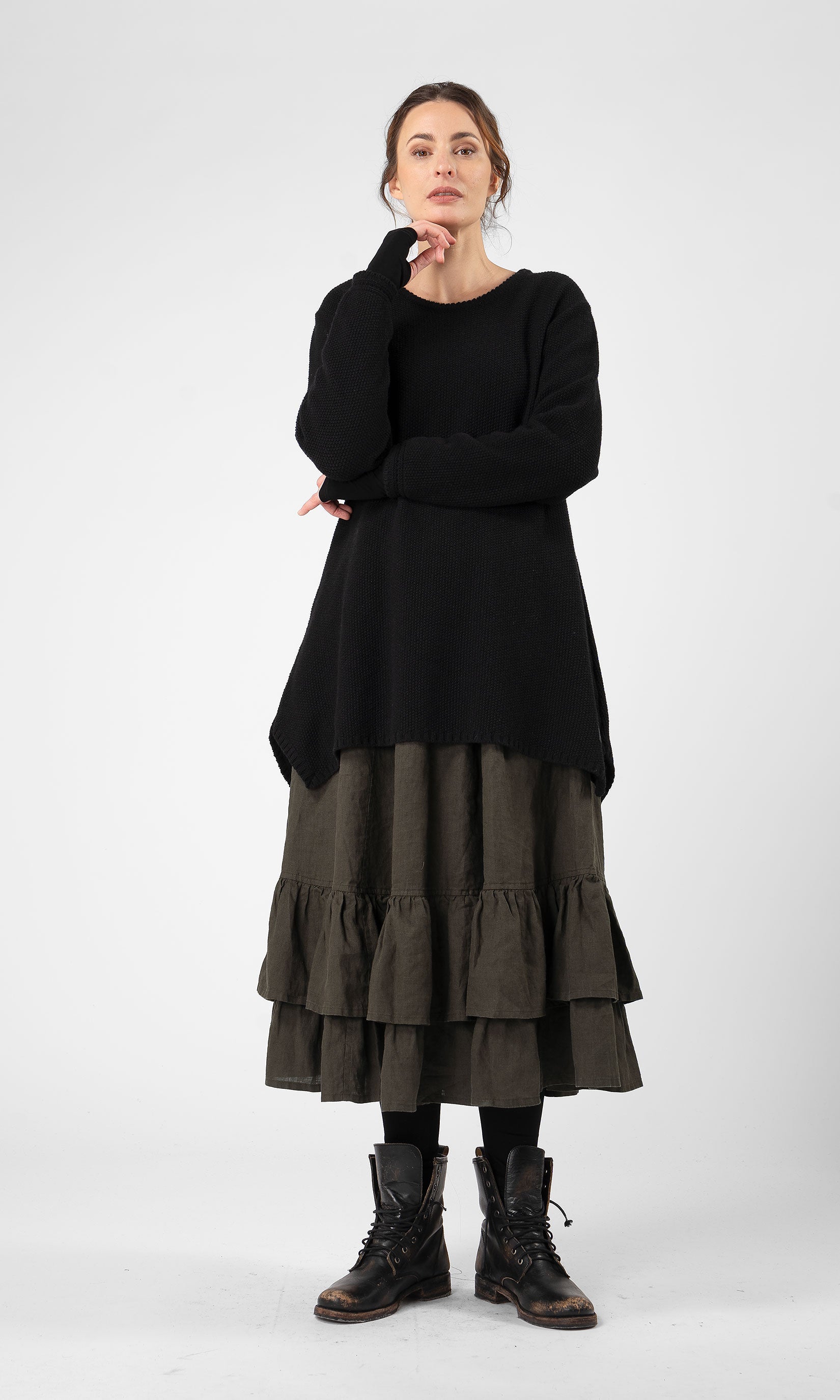 A-line knitted wool sweater
