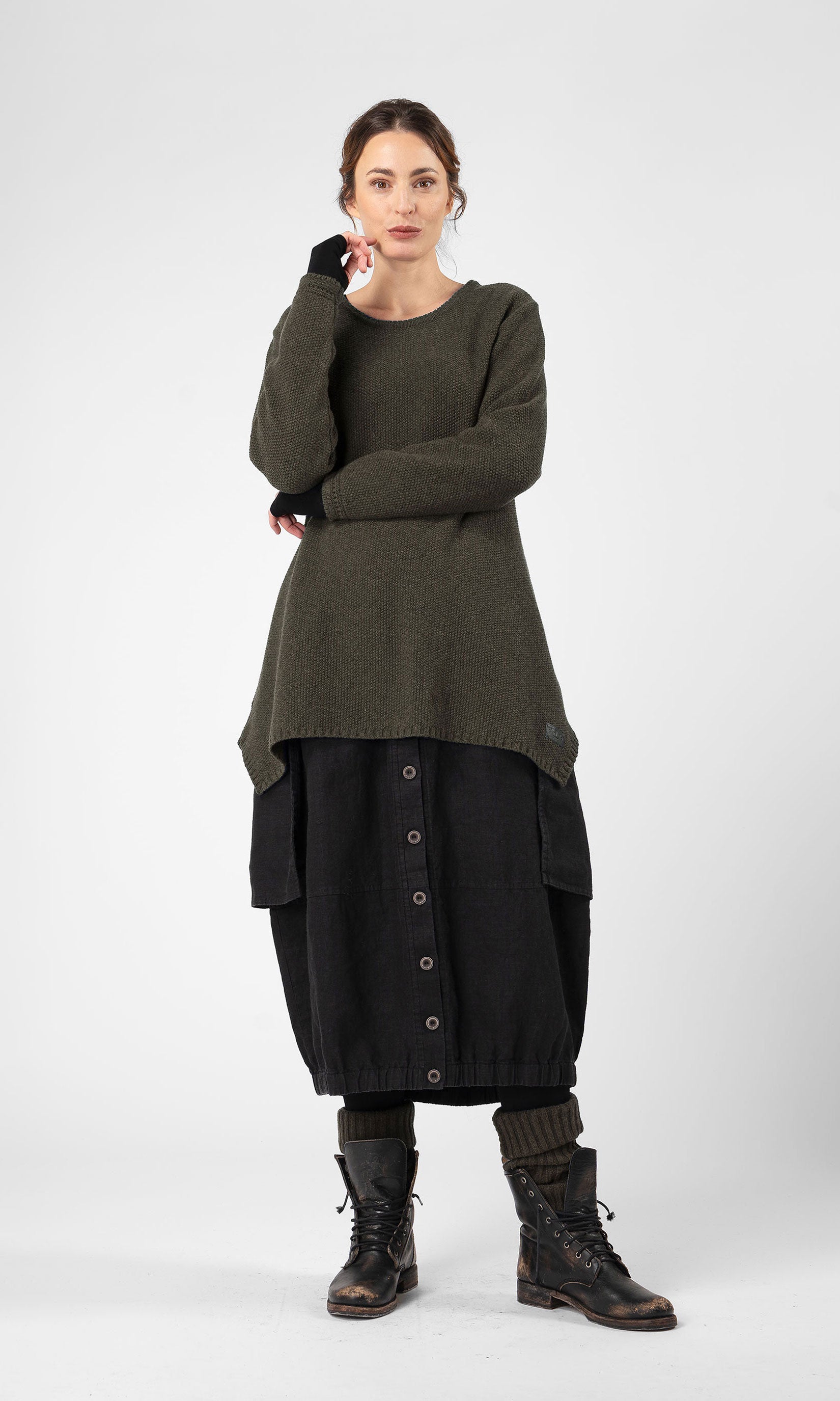 A-line knitted wool sweater
