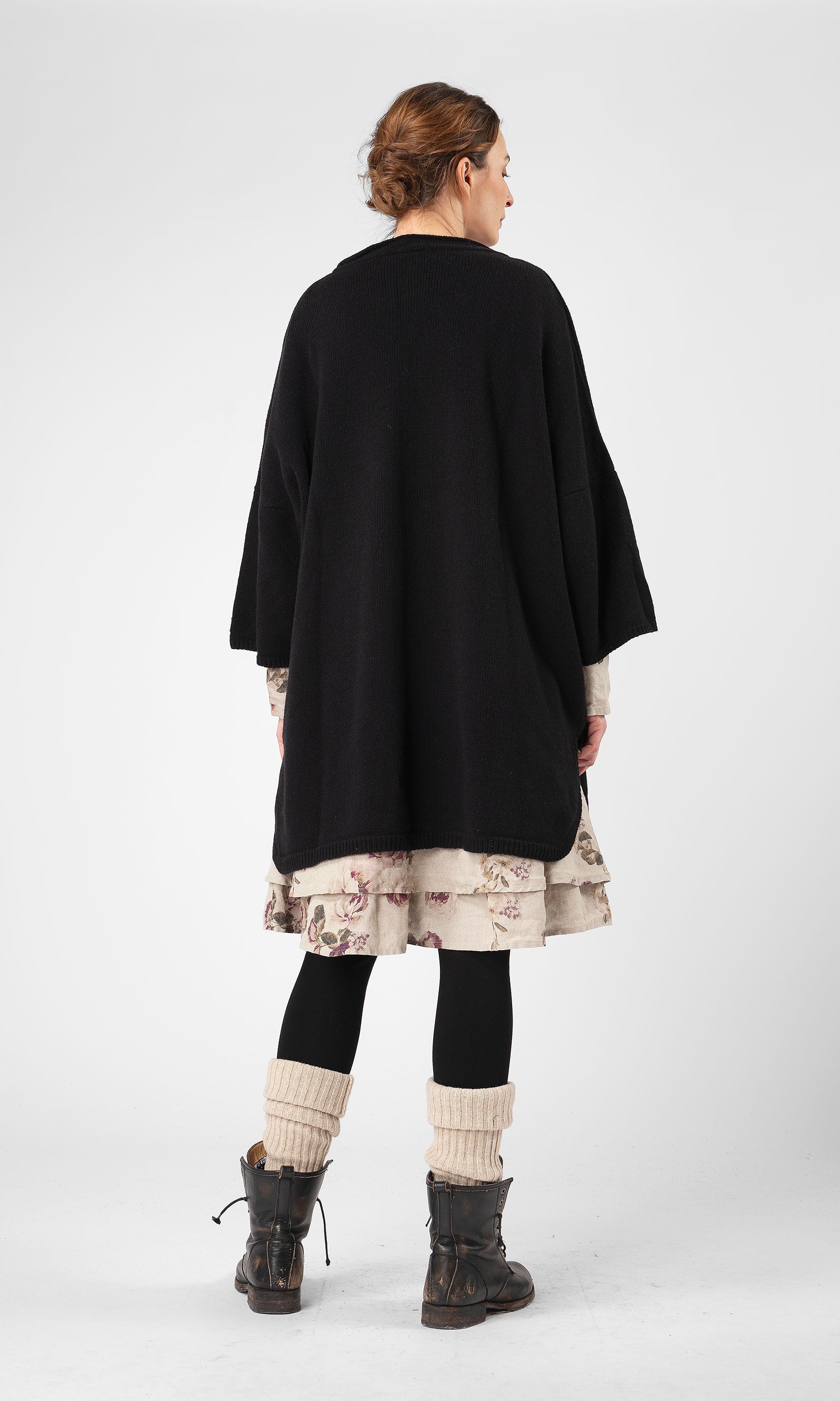 Oversize-Strickpullover aus Wolle mit Dreiviertelärmeln