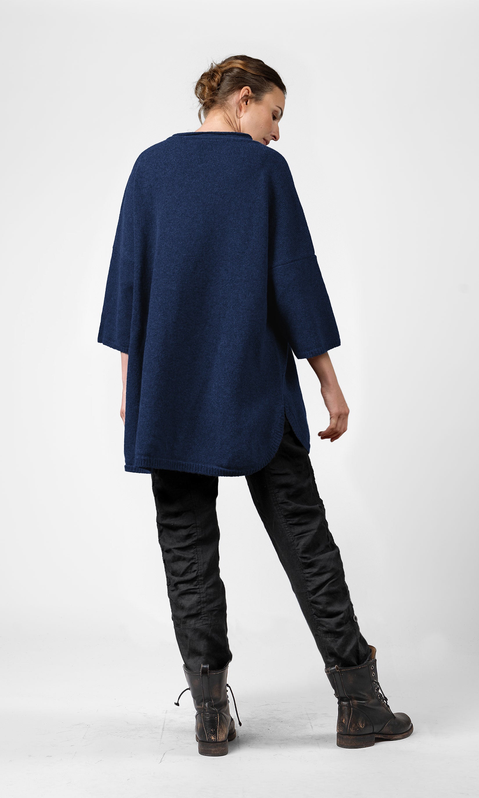 Oversize-Strickpullover aus Wolle mit Dreiviertelärmeln