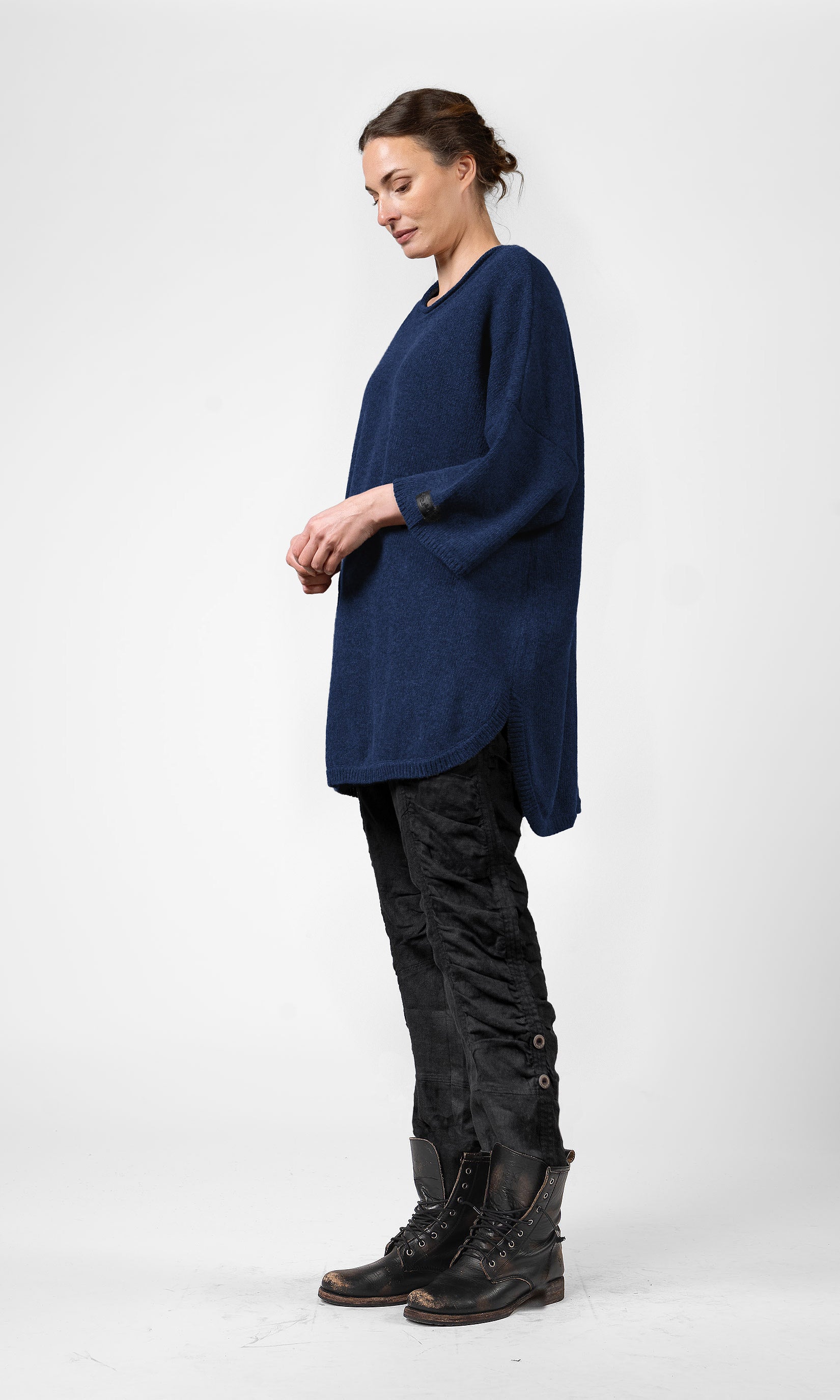 Oversize-Strickpullover aus Wolle mit Dreiviertelärmeln