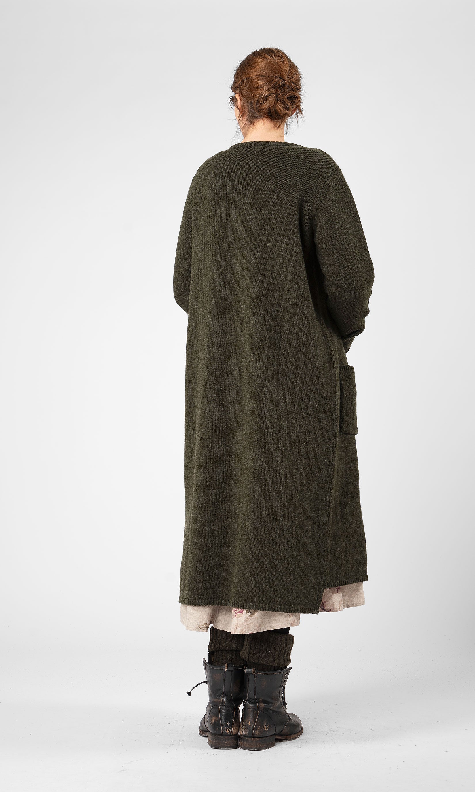 Langer Wollcardigan mit durchgehendem Knopfverschluss