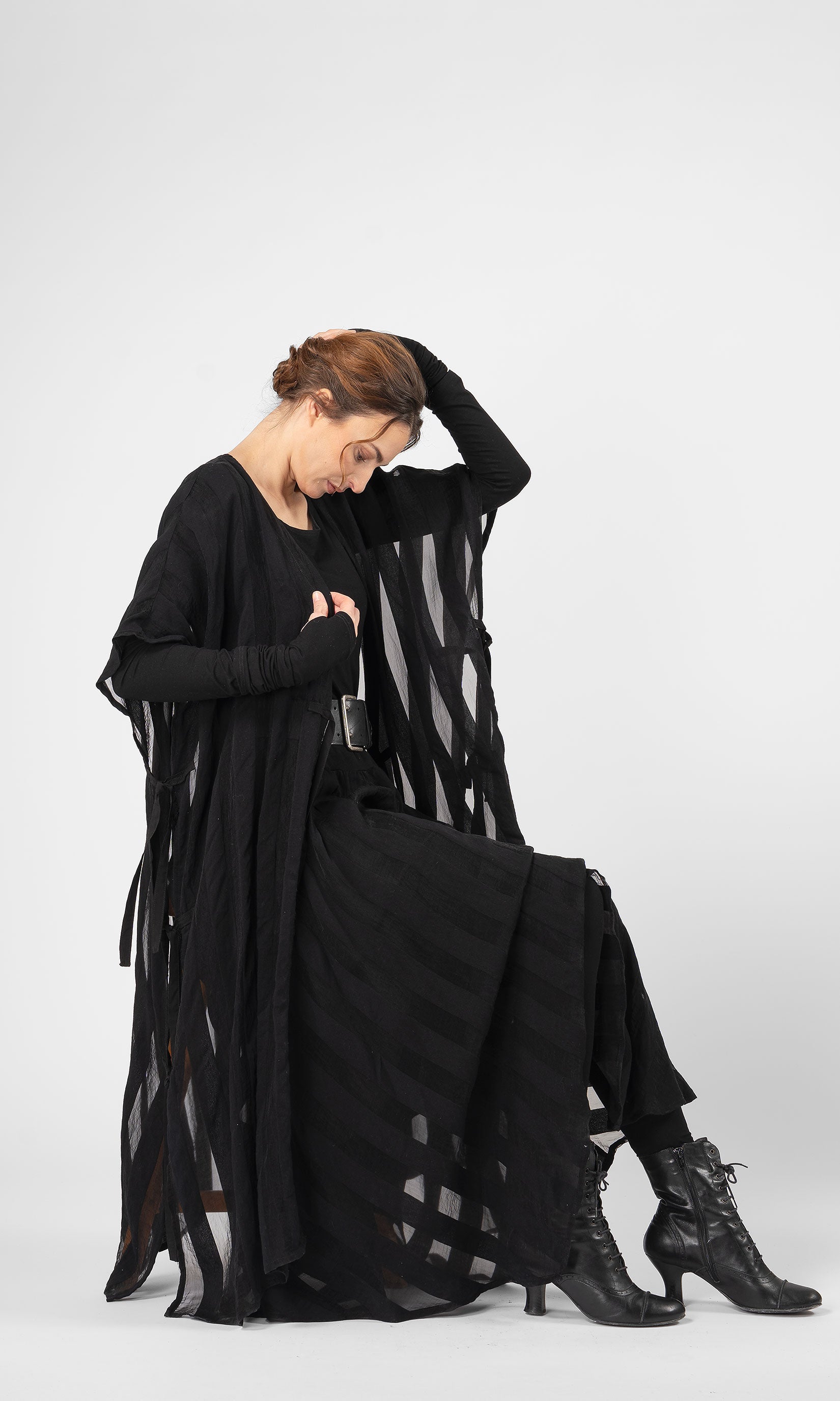 Gestreifter Kaftan aus Viskosemischung