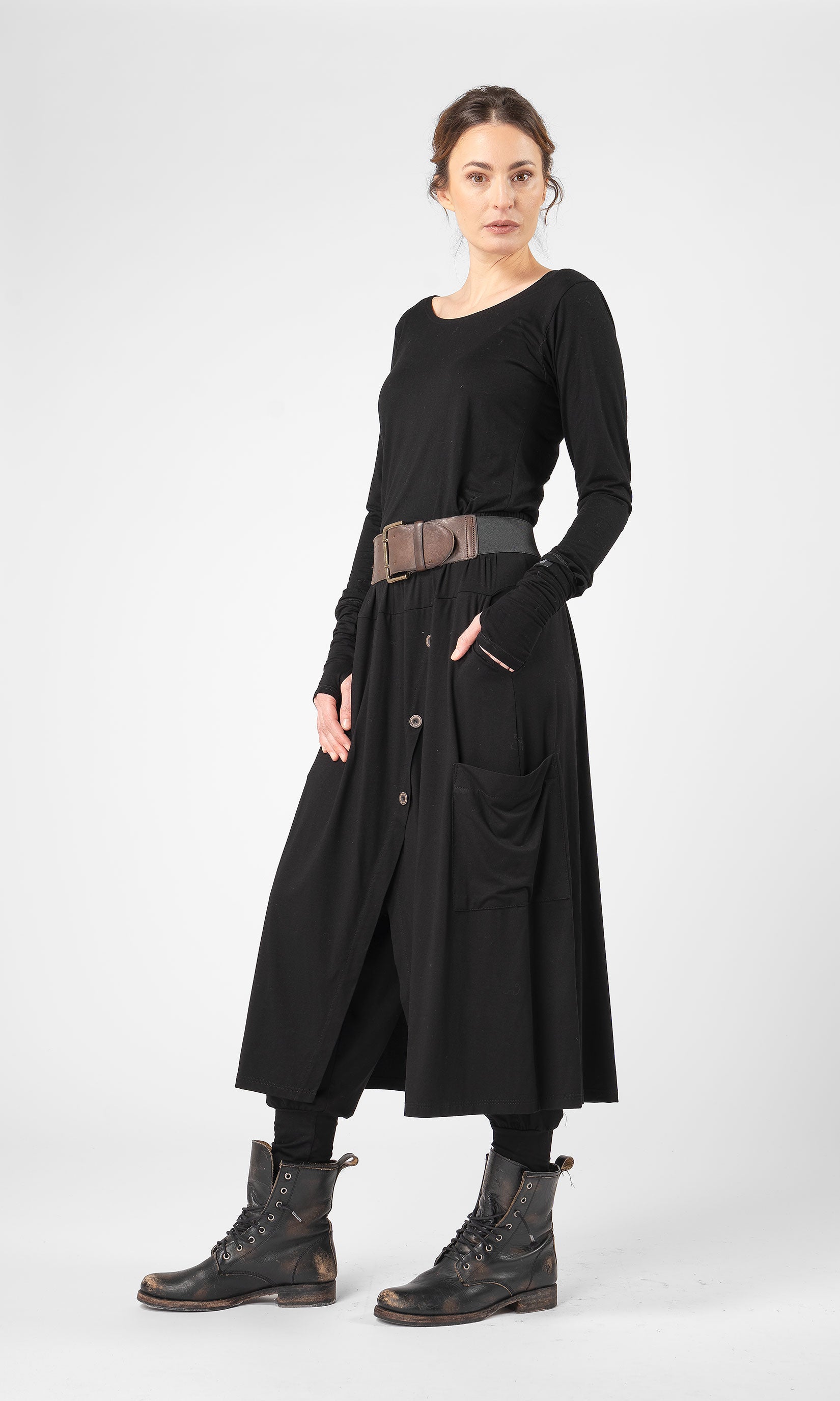 Viscose culotte skirt with diagonal buttoning