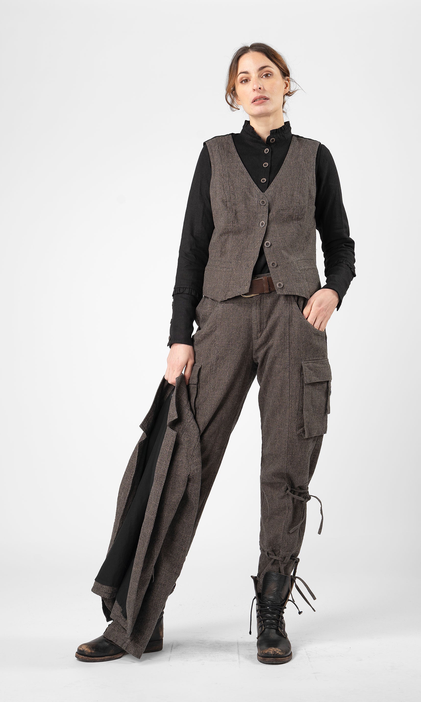 Suit vest in hemp and organic cotton, lined