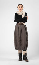 Long balloon skirt in hemp blend with front buttoning