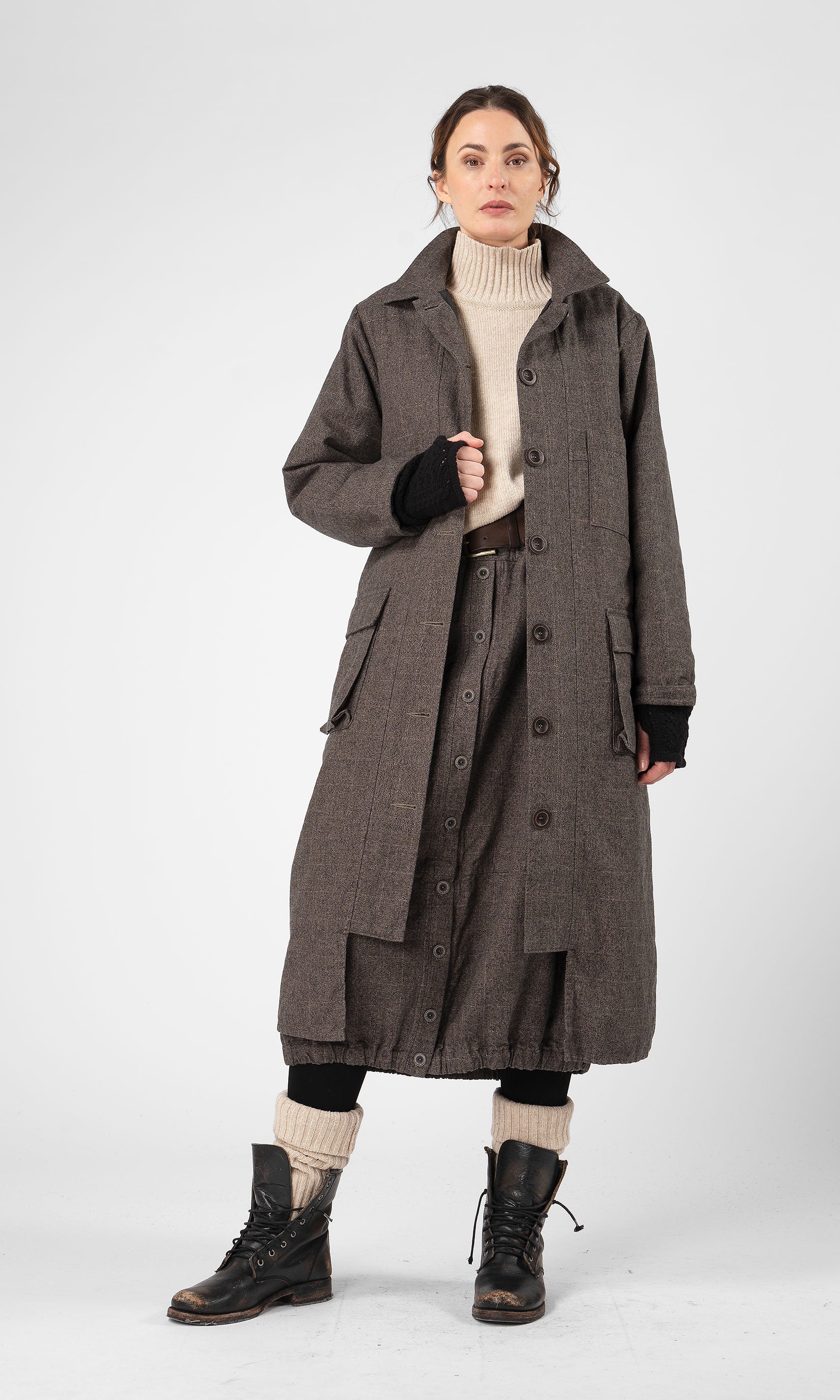Lined coat in hemp blend
