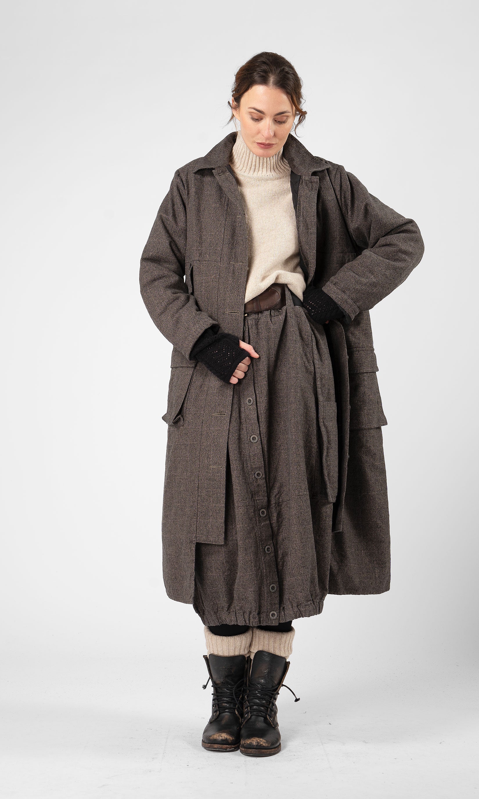 Lined coat in hemp blend