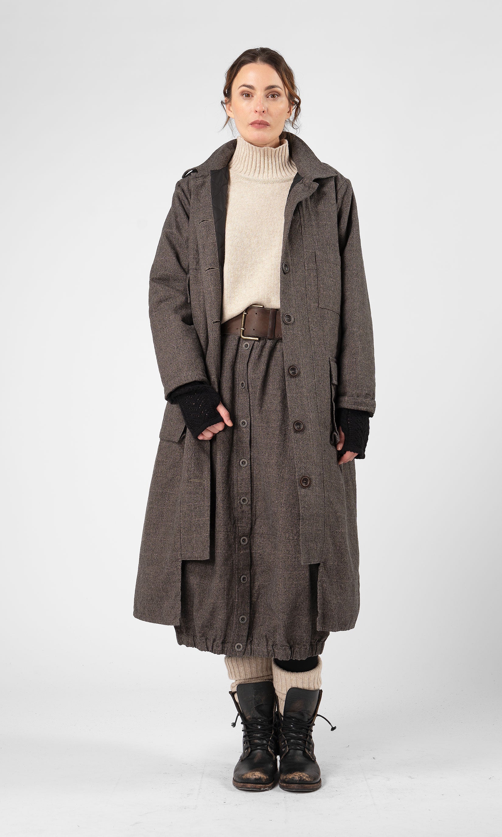 Lined coat in hemp blend