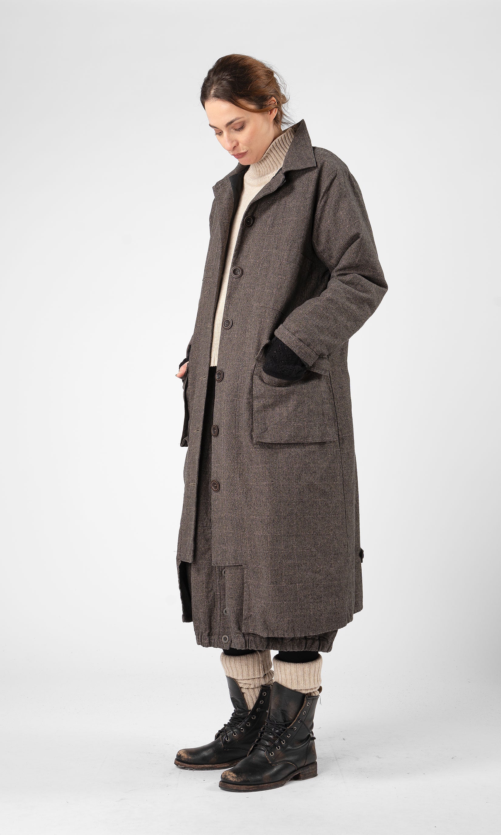Lined coat in hemp blend