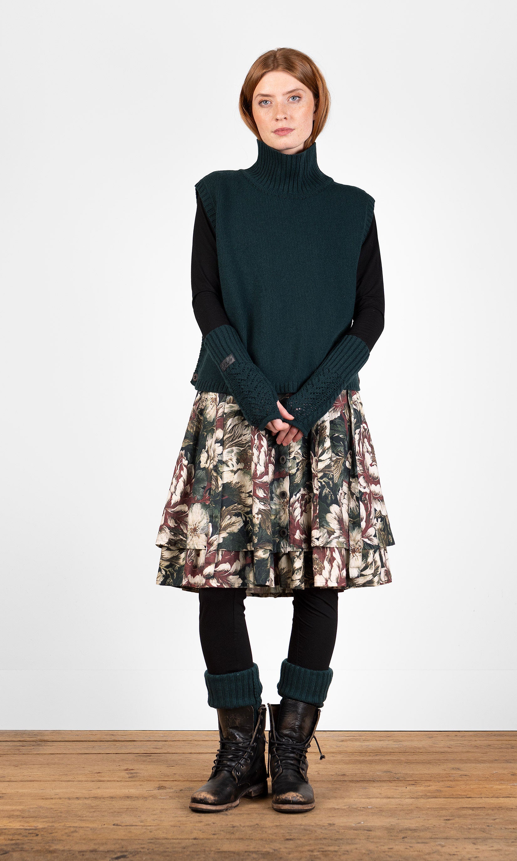 Knitted wool vest with a polo neck