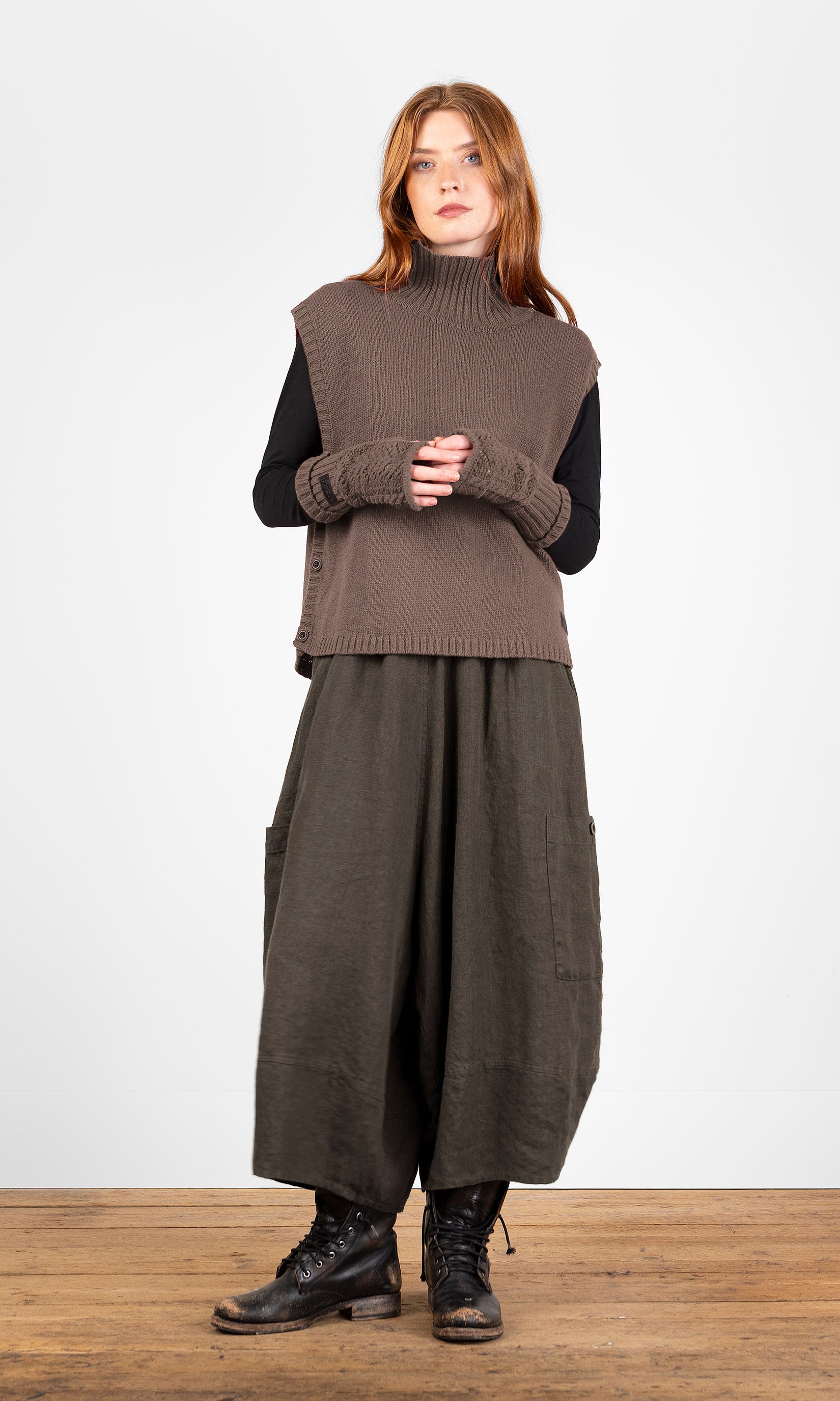 Knitted wool vest with a polo neck