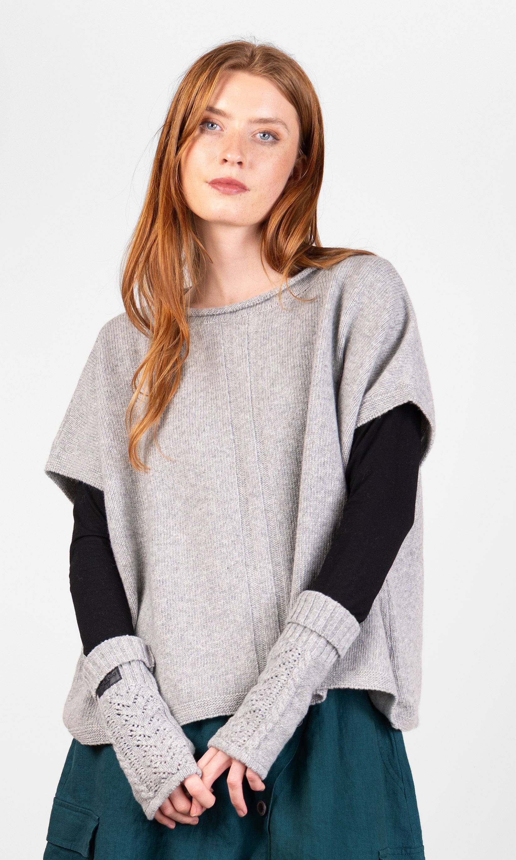 Stickad väst i ull, oversize