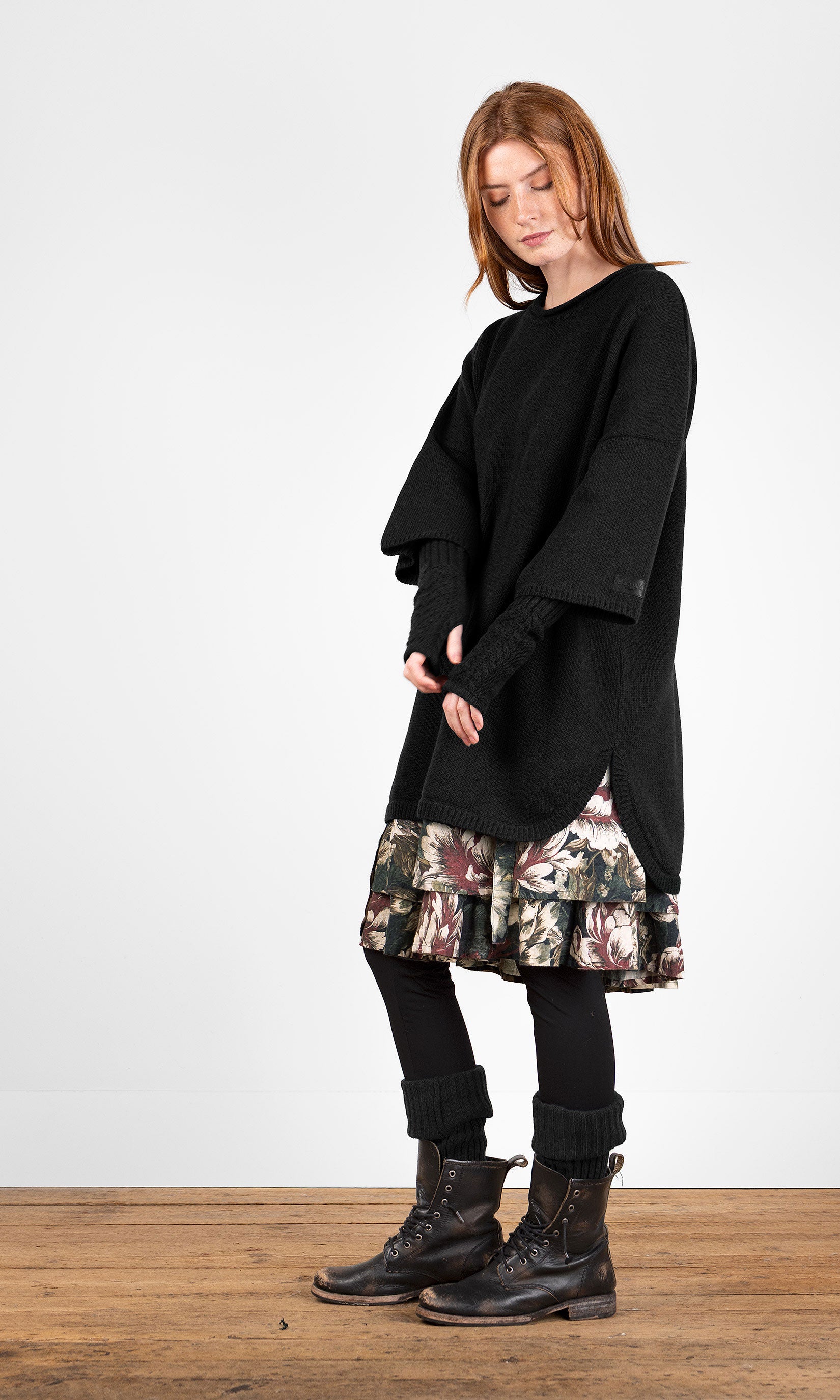 Long oversized knitted wool sweater