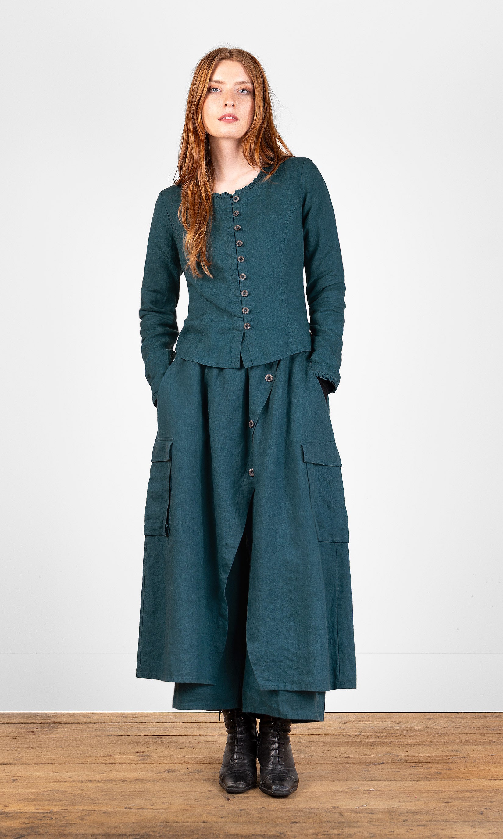 Fitted blouse with ruffle details