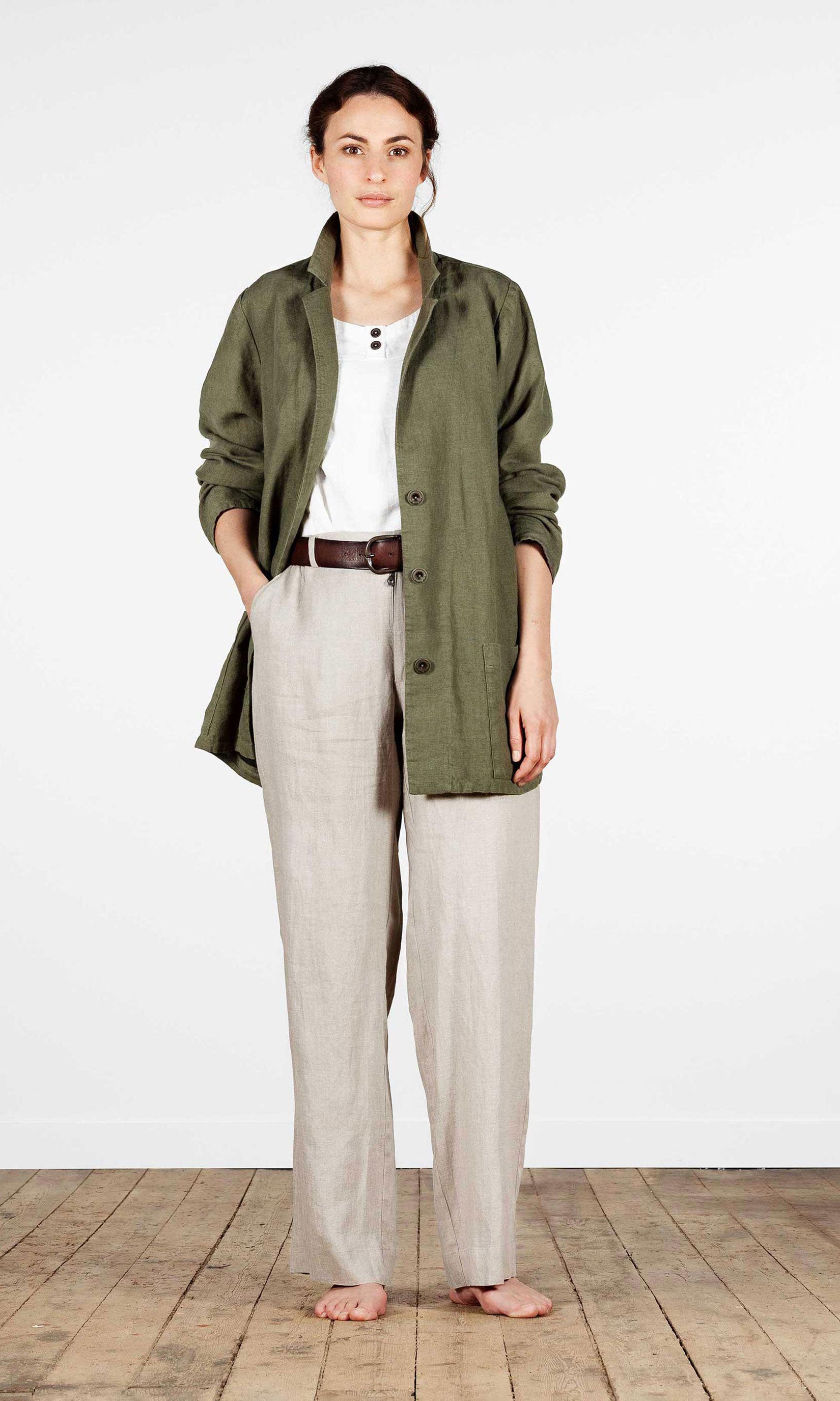 Lined oversized linen jacket