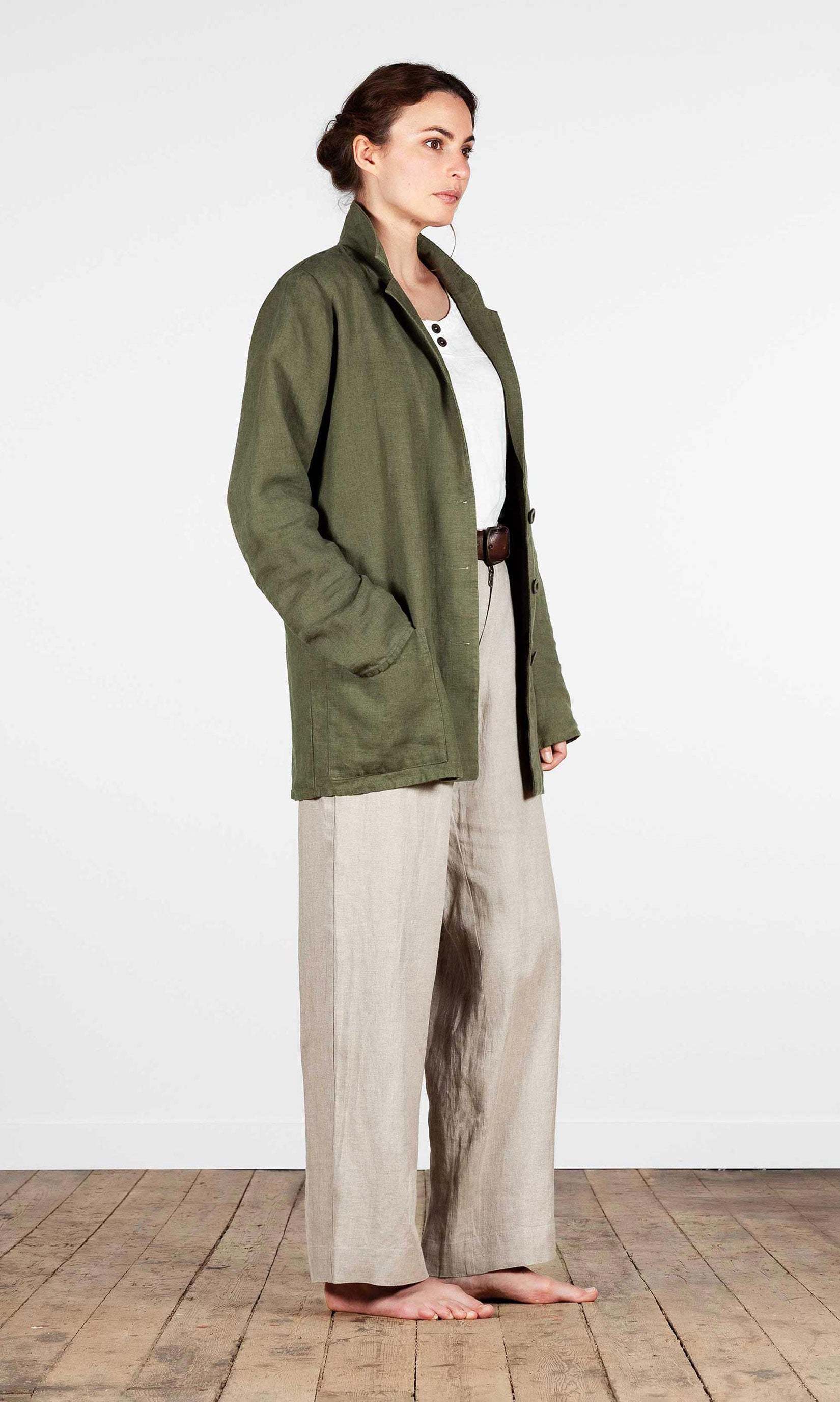 Lined oversized linen jacket