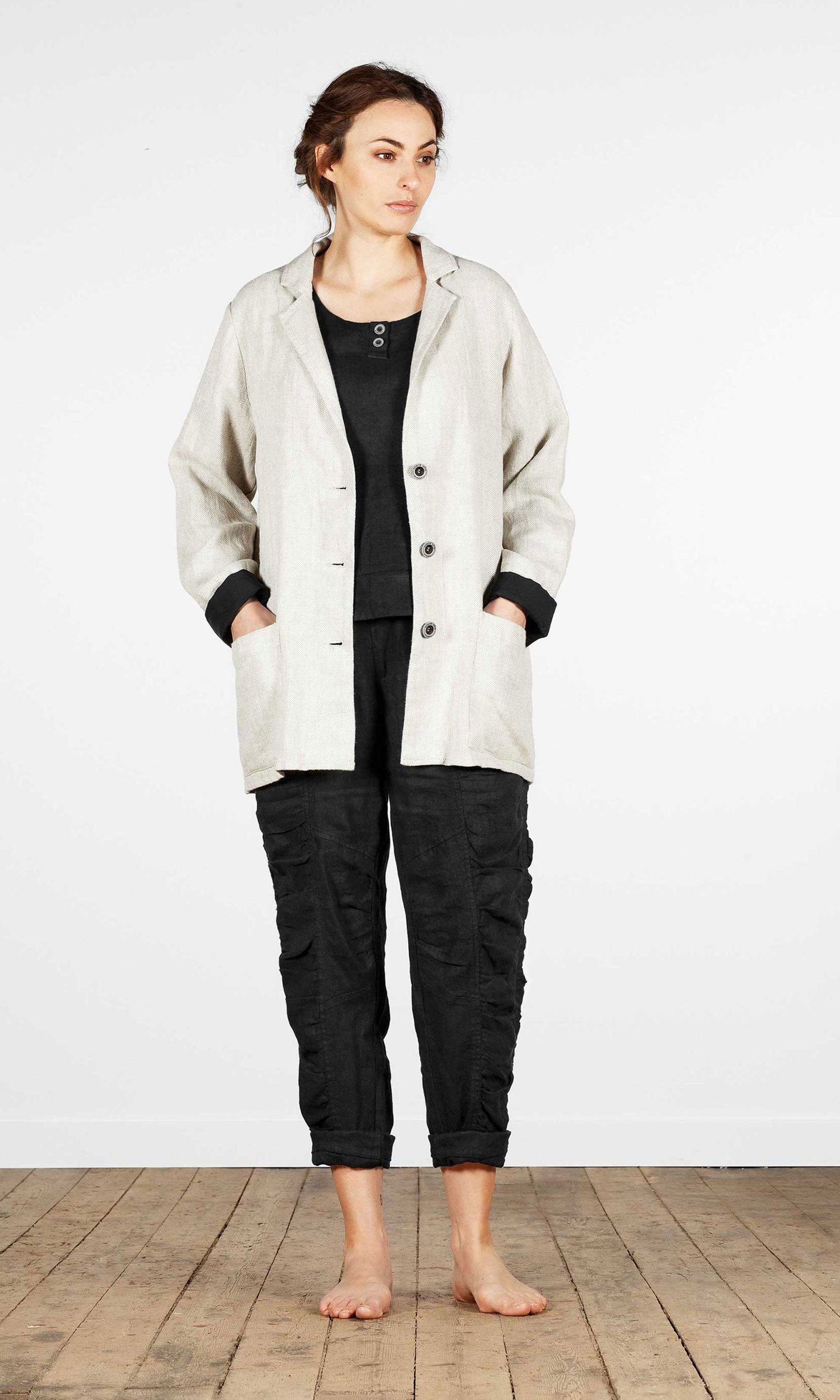 Lined oversized linen jacket