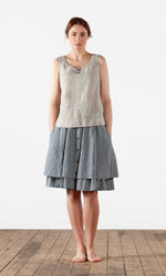 Straight tank top with buttons in linen