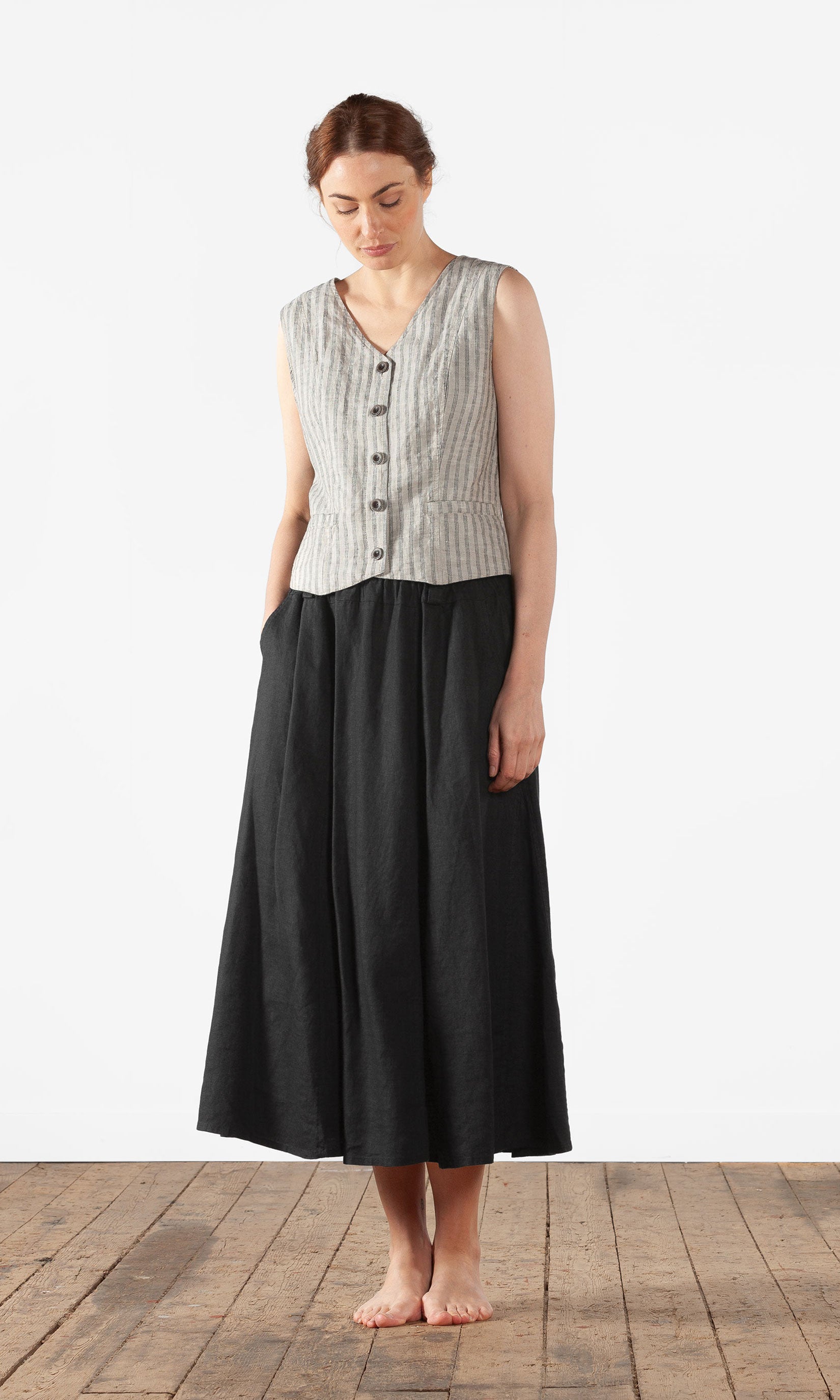 Lined linen suit vest